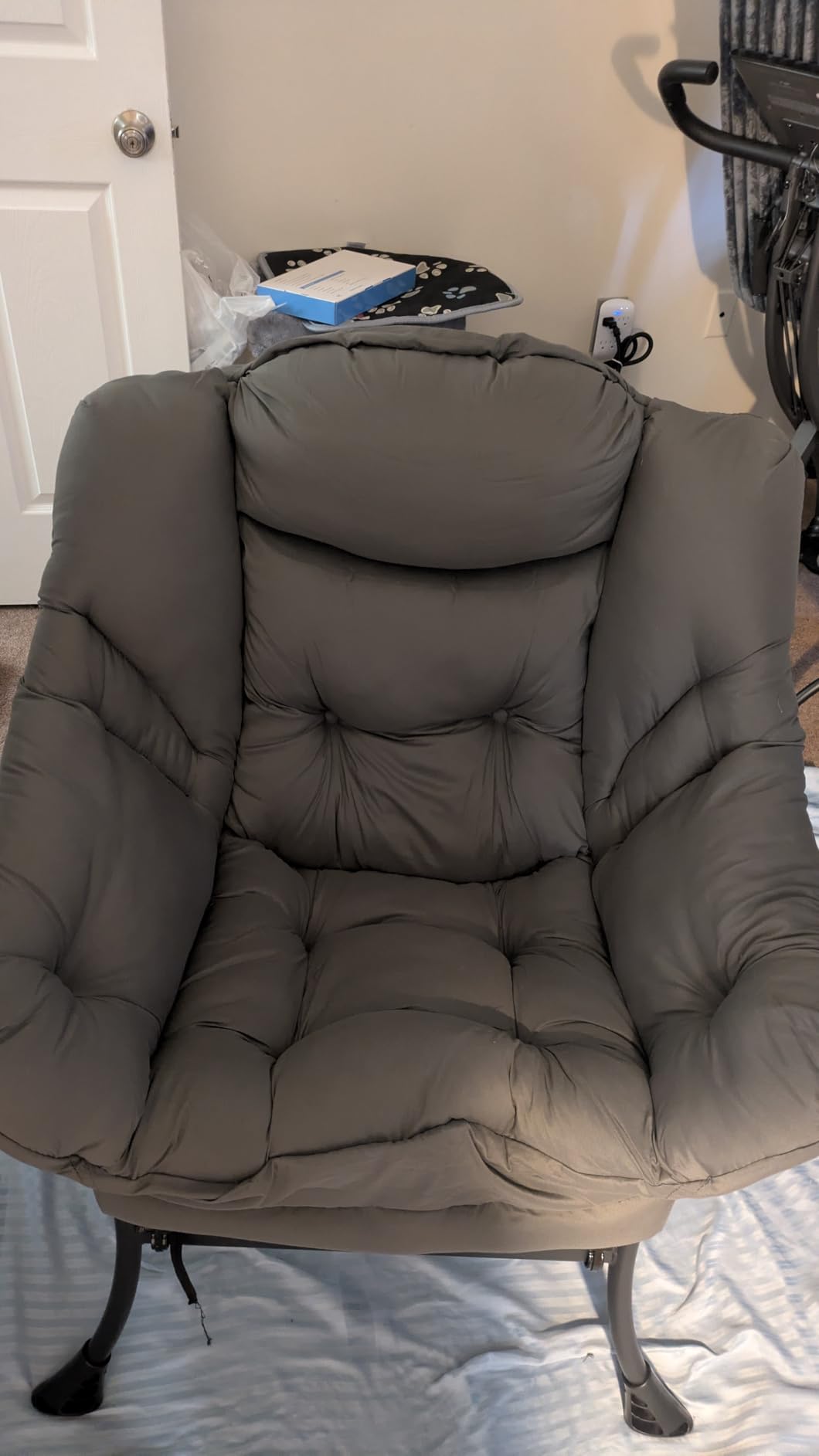 Tiita Modern Large Accent Chair with Ottoman, Comfy Leisure Sofa Armchair with Footrest, Reading Chair for Bedroom, Living Room, Dorm Rooms, Garden, Dark Grey customer photo 1