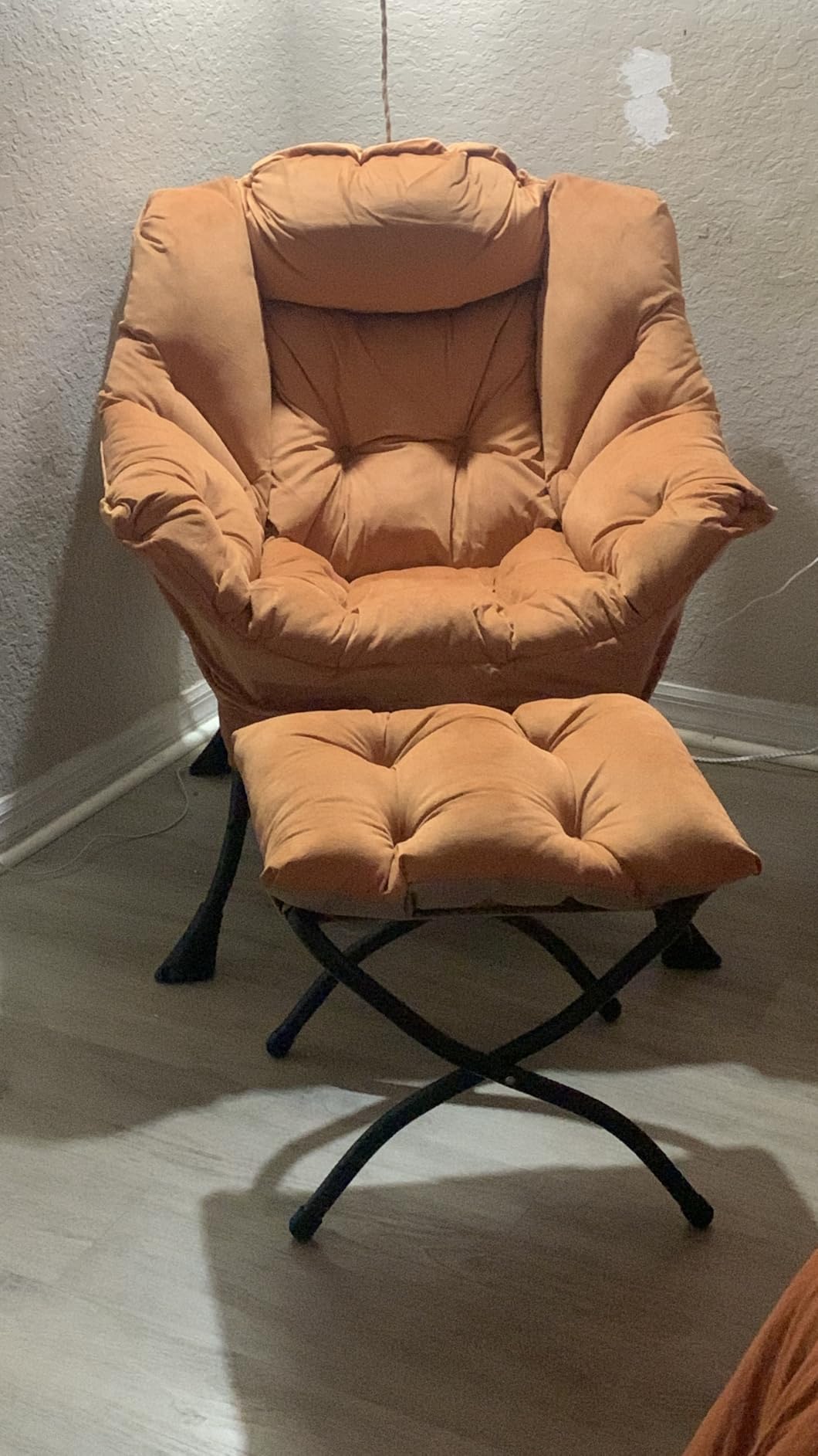 Tiita Modern Large Accent Chair with Ottoman, Comfy Leisure Sofa Armchair with Footrest, Reading Chair for Bedroom, Living Room, Dorm Rooms, Garden, Dark Grey customer photo 2