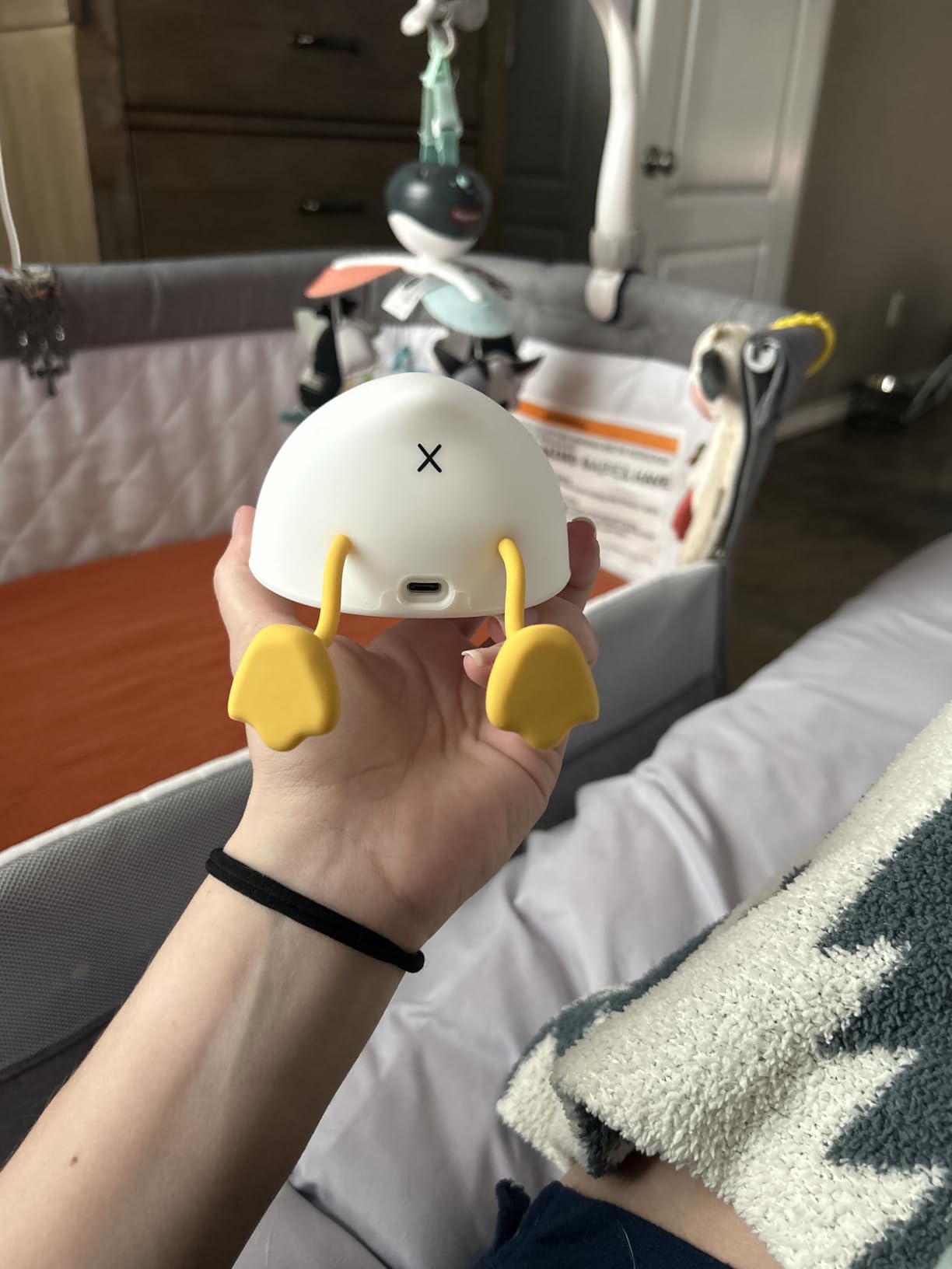 HAPPYBAG LED Lying Flat Duck Night Light, 3 Level Dimmable Nursery Nightlight, Cute Lamps Silicone Squishy Light Up Duck, Rechargeable Bedside Touch Lamp for Breastfeeding customer photo 1