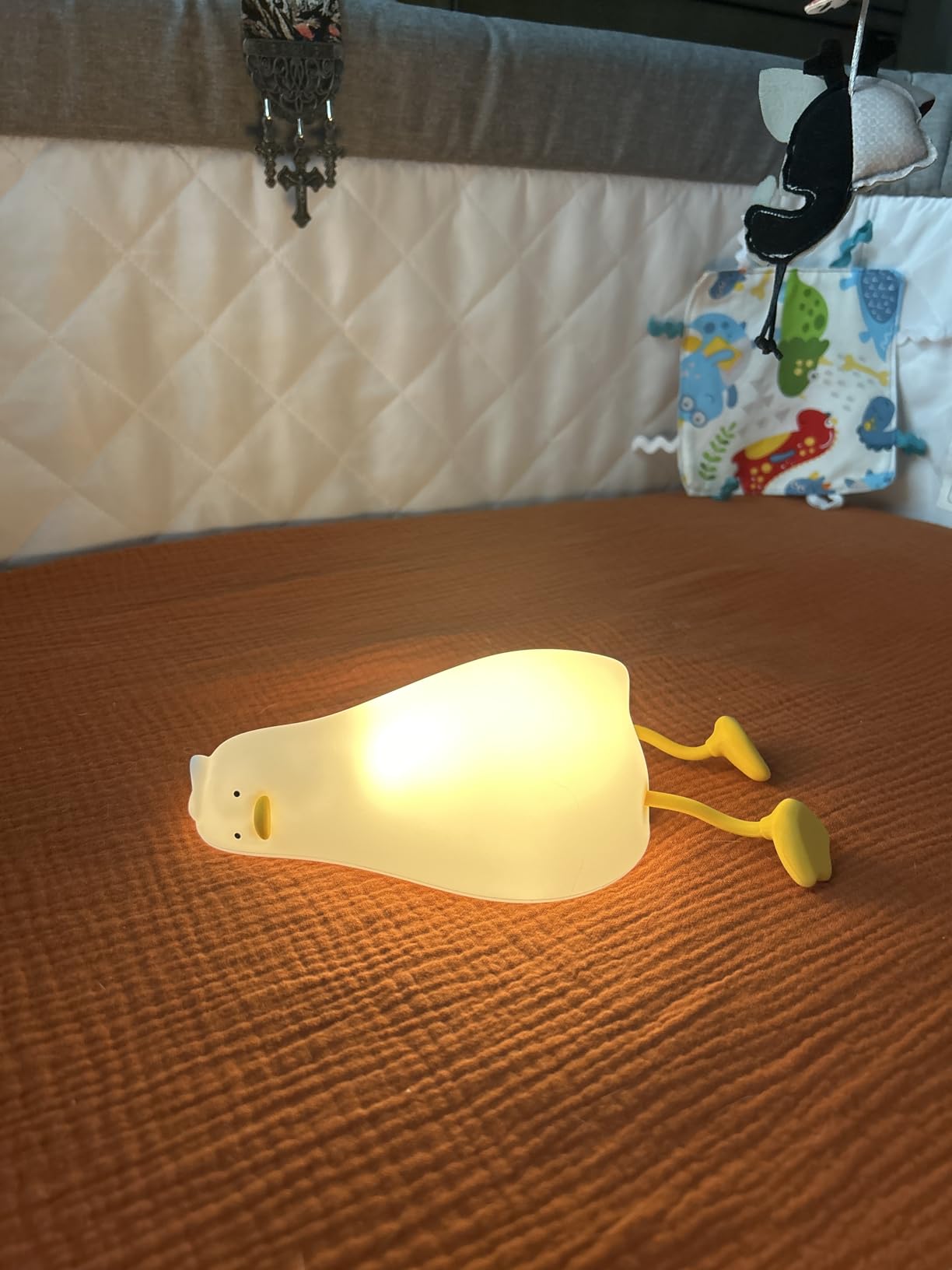 HAPPYBAG LED Lying Flat Duck Night Light, 3 Level Dimmable Nursery Nightlight, Cute Lamps Silicone Squishy Light Up Duck, Rechargeable Bedside Touch Lamp for Breastfeeding customer photo 2