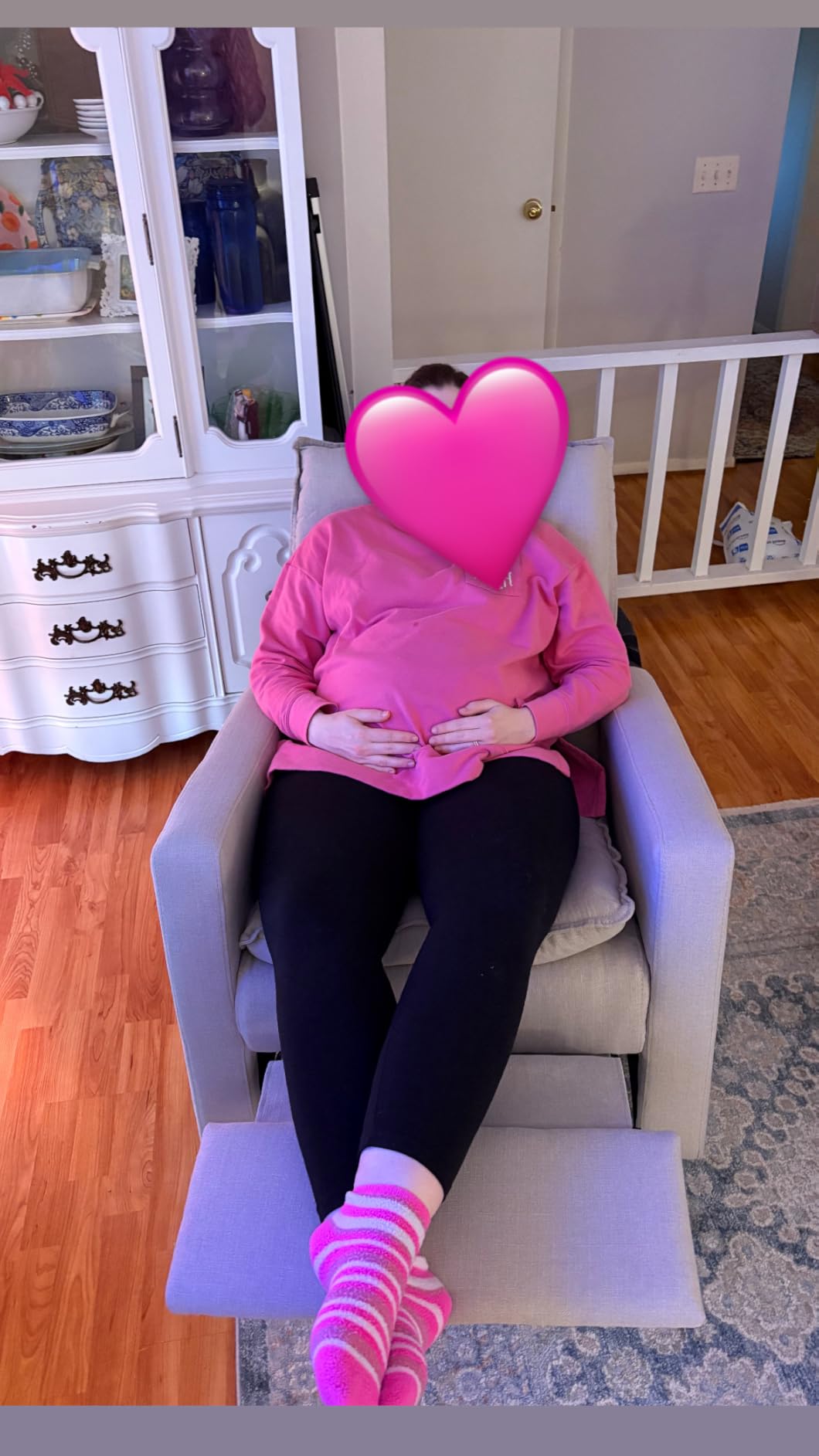 Oxford Baby Uptown Upholstered Glider Recliner Rocking Chair 360° Swivel for Nursery and Living Room - Sand customer photo 2