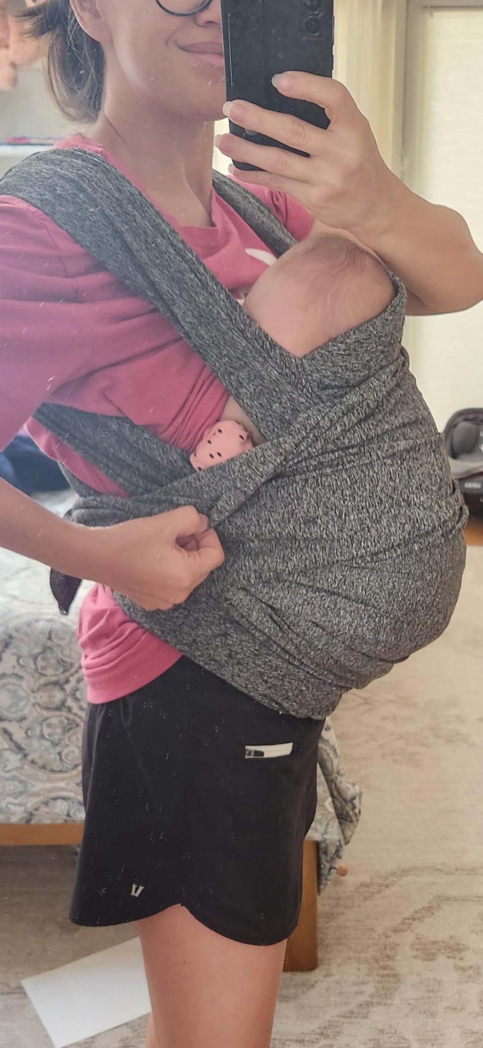 Boppy ComfyFit Adjustable Baby Carrier, 8-35lbs, Heathered Gray, Hybrid Carrier, Newborn to Toddler with Adjustable Straps & Comfort of A Baby Wrap customer photo 2