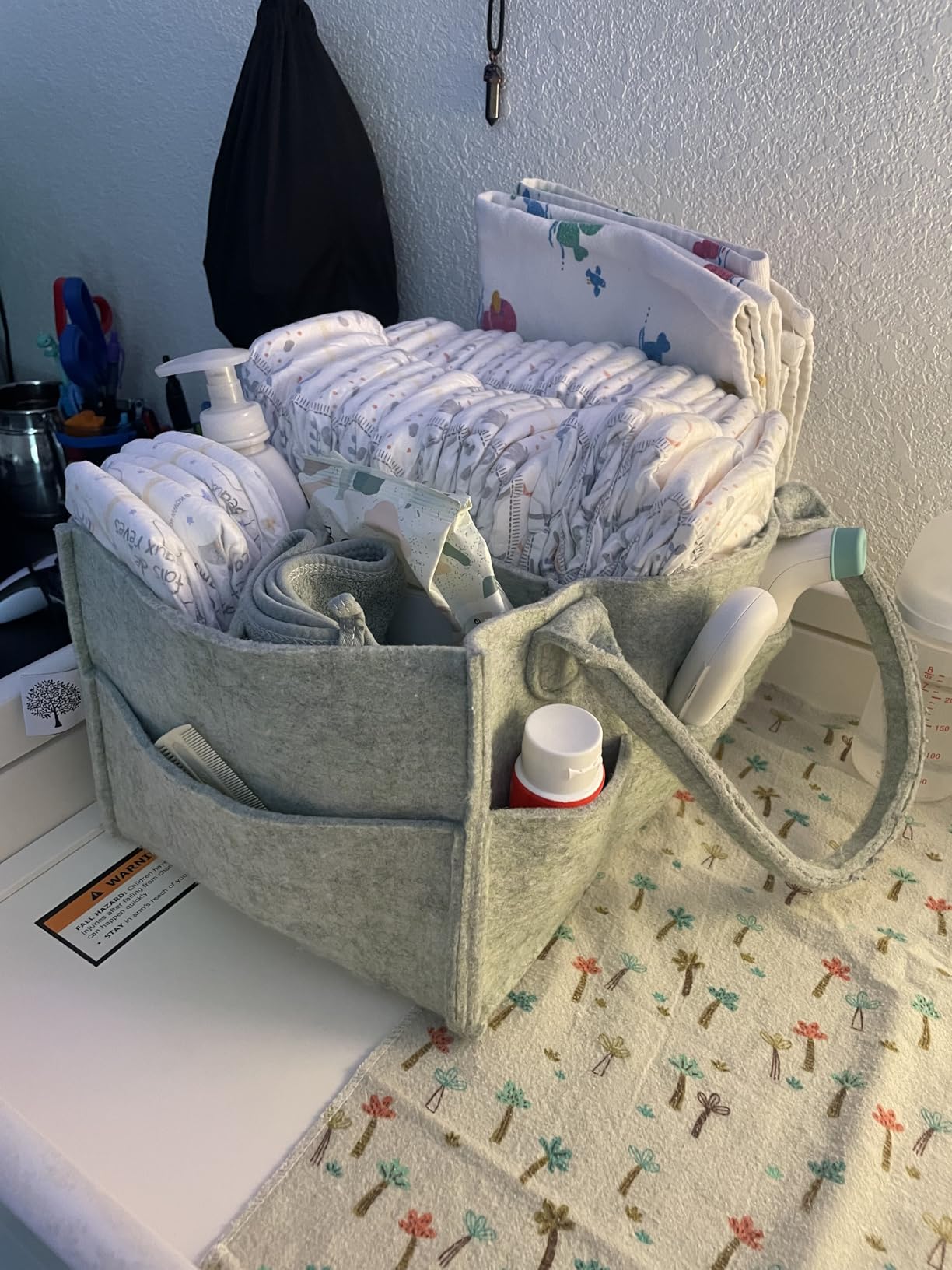 Parker Baby Diaper Caddy - Nursery Storage Bin and Car Organizer for Diapers and Baby Wipes - White, Large customer photo 1