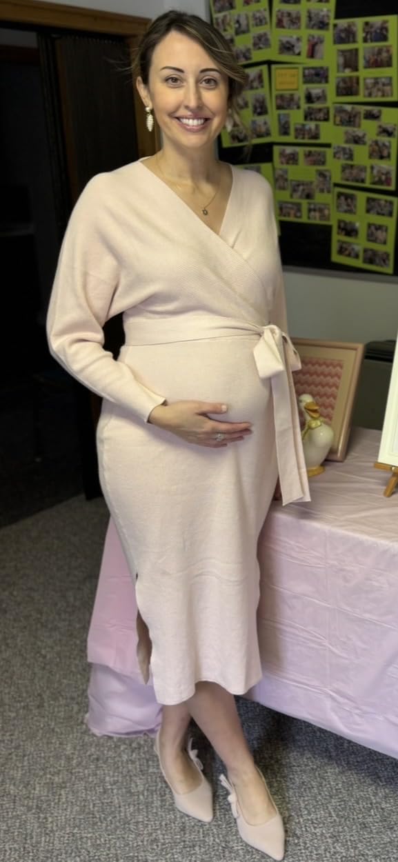 Chang Yun Maternity Nursing Dress Sweater Dress for Women Wedding Guest Dress Baby Shower Maternity Photoshoot Outfits customer photo 2