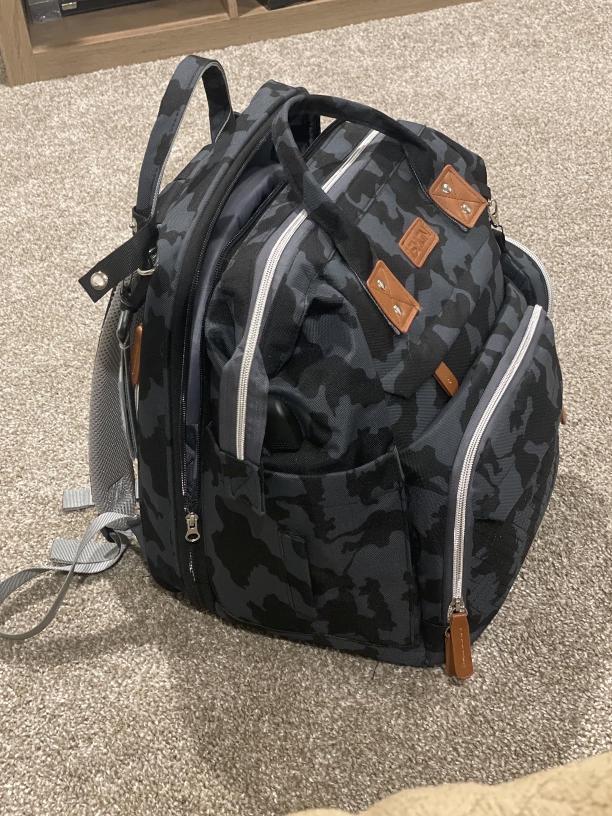 ISMGN Diaper Bag Backpack with Changing Station, Baby Bag for Mom, Grey customer photo 1