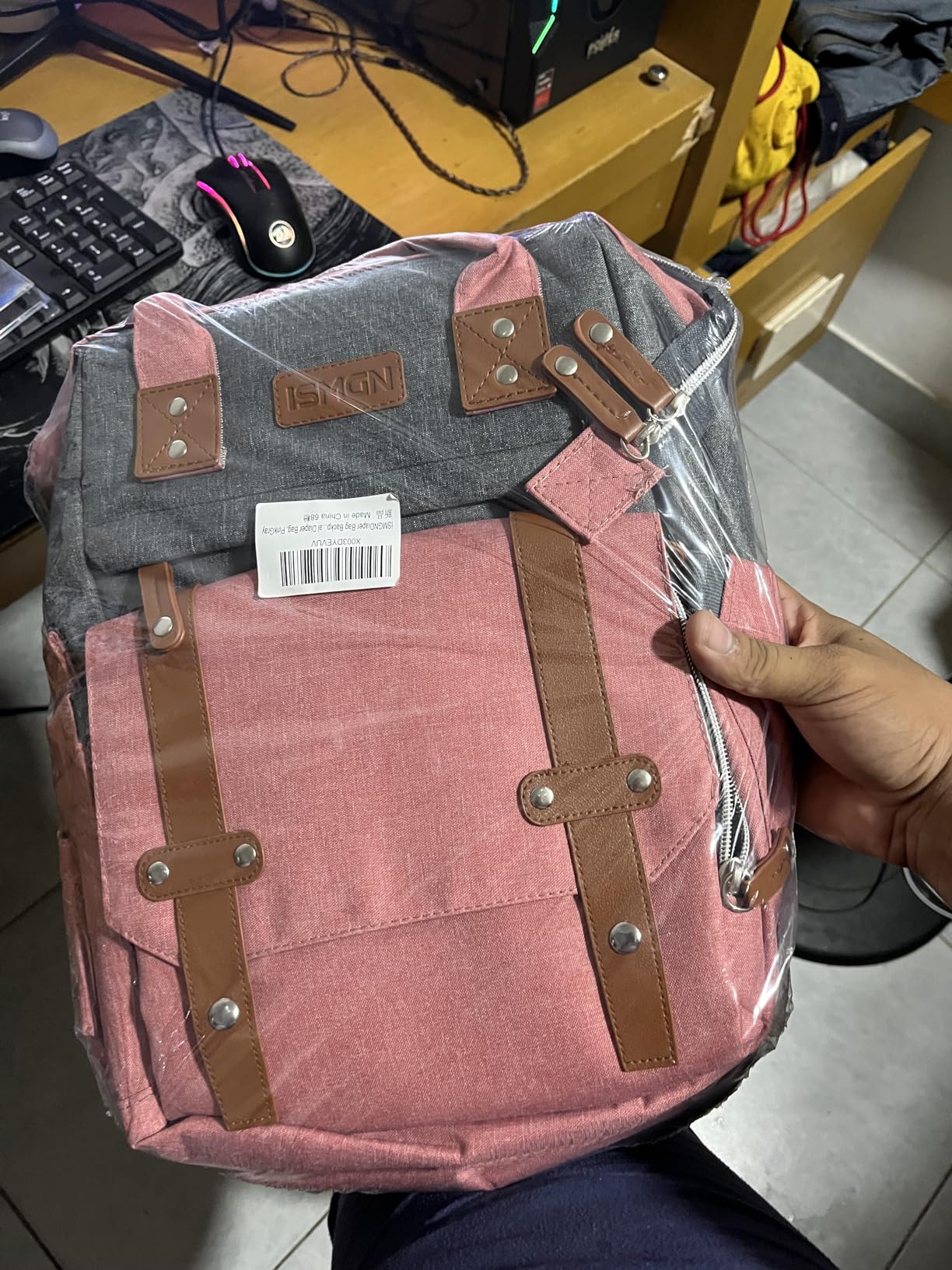 ISMGN Diaper Bag Backpack with Changing Station, Baby Bag for Mom, Grey customer photo 2