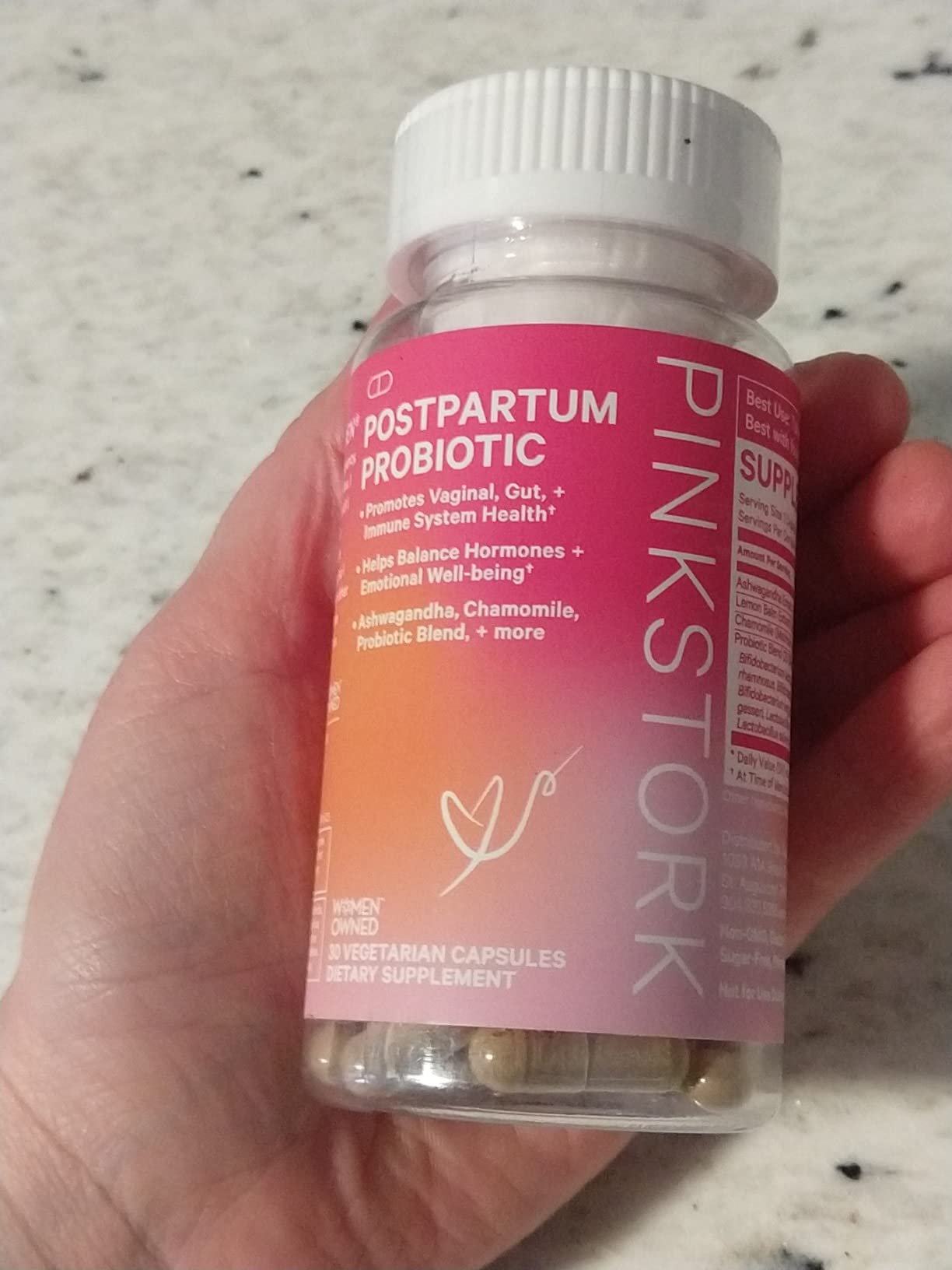 Pink Stork Probiotics for Postnatal Women - 30 Billion CFUS with Ashwagandha and Chamomile, Postpartum Essentials for Hormone Balance, Mood Support, Gut Health, Digestive Wellness, 30 Capsules customer photo 1