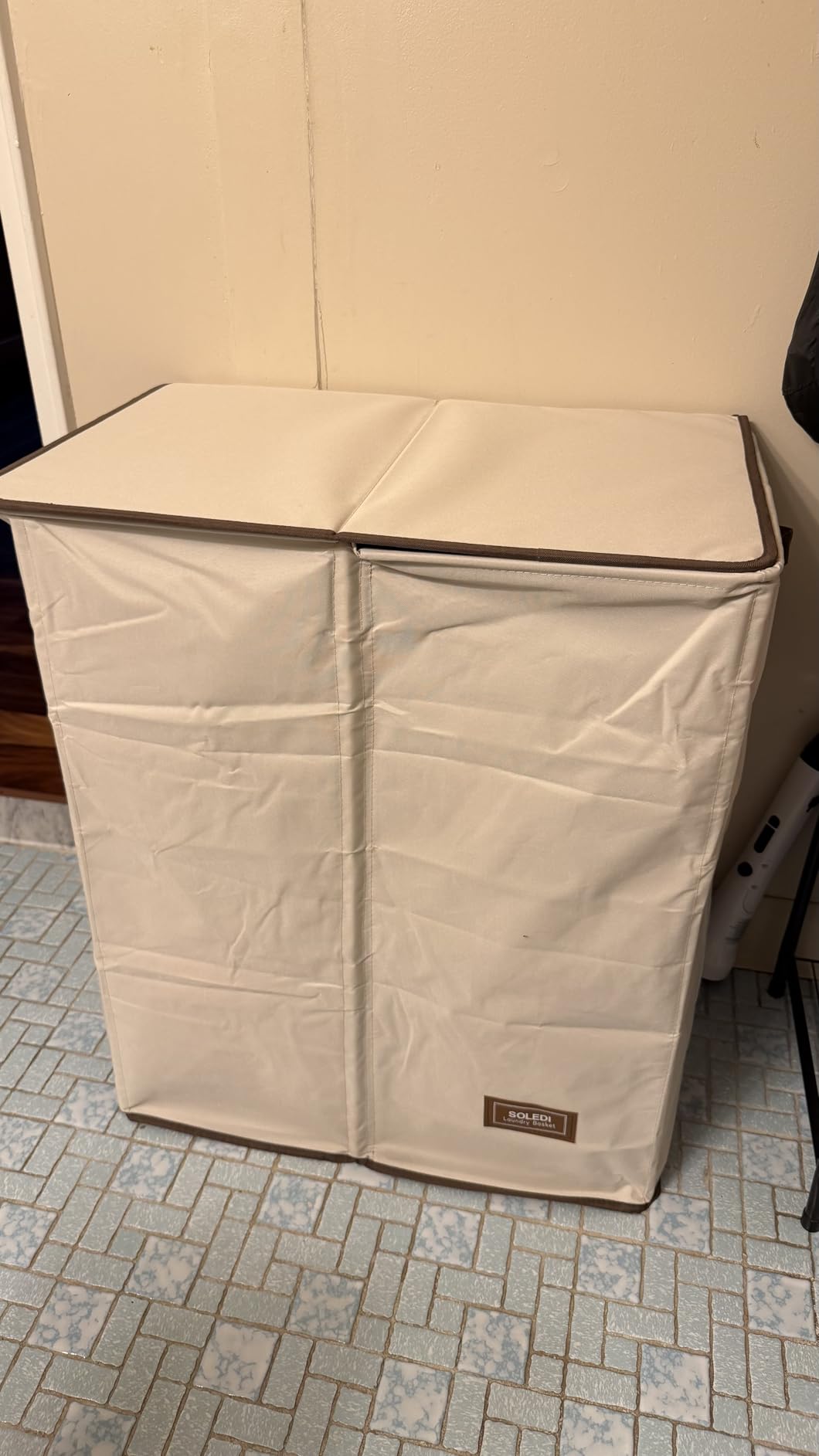 SOLEDI Luxury Double Laundry Hamper with Lid and Removable Bags, Large Hamper for Laundry, Laundry Basket 2 Sections, Collapsible Dirty Clothes Hamper for Bedroom, Laundry Room, Bathroom, Off-white customer photo 2