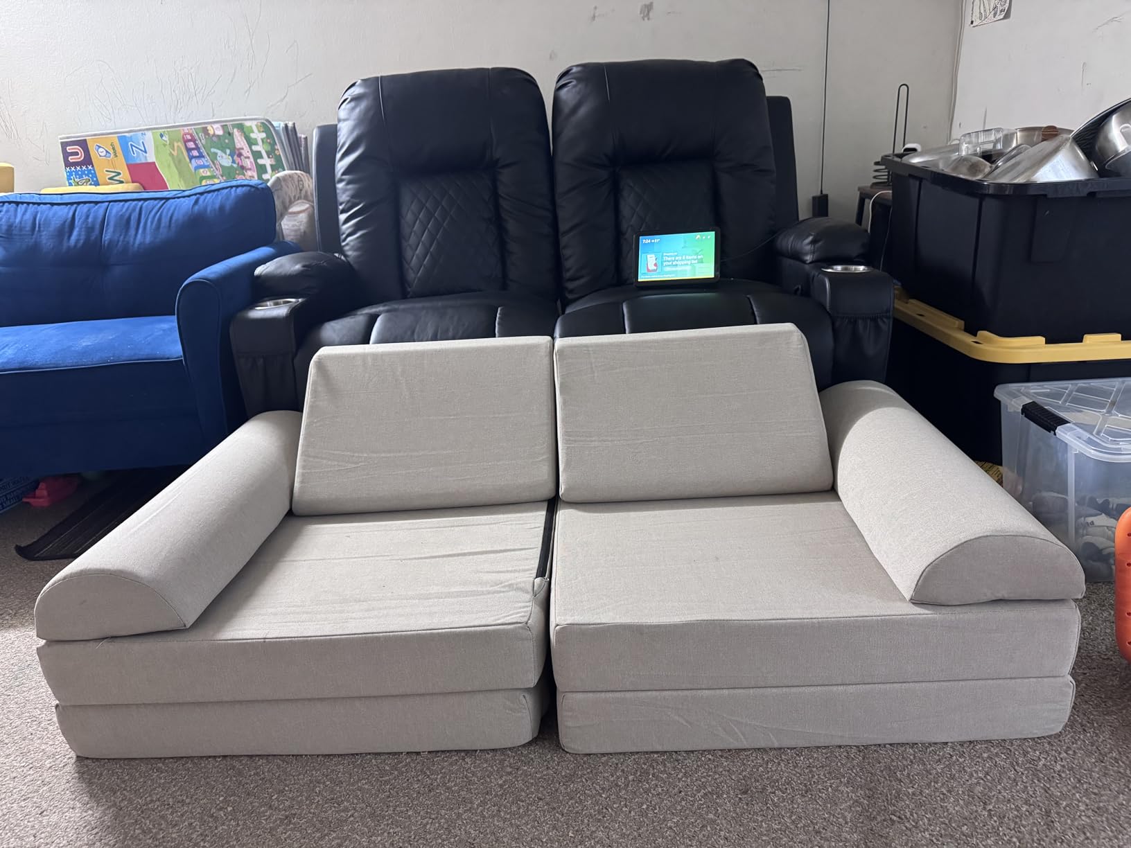 jela Kids Couch Safety Certified Play Couch Soft Kids Sofa with Machine Washable Cover Thick Foam Fort Building Set for Playroom Indoor (57