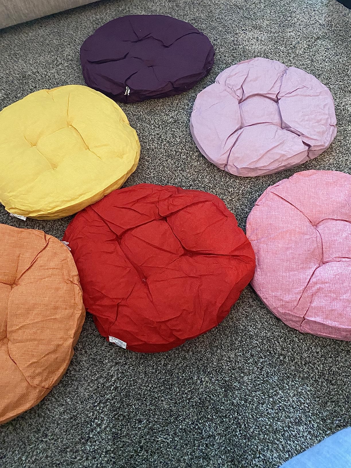 Fumete 8 Pcs 16 Inch Round Floor Cushions for Kids and Toddlers, Flexible Seating Classroom Furniture Floor Pillow for Home, Daycare, Preschool, Yoga and Meditation (Classic Rainbow) customer photo 2