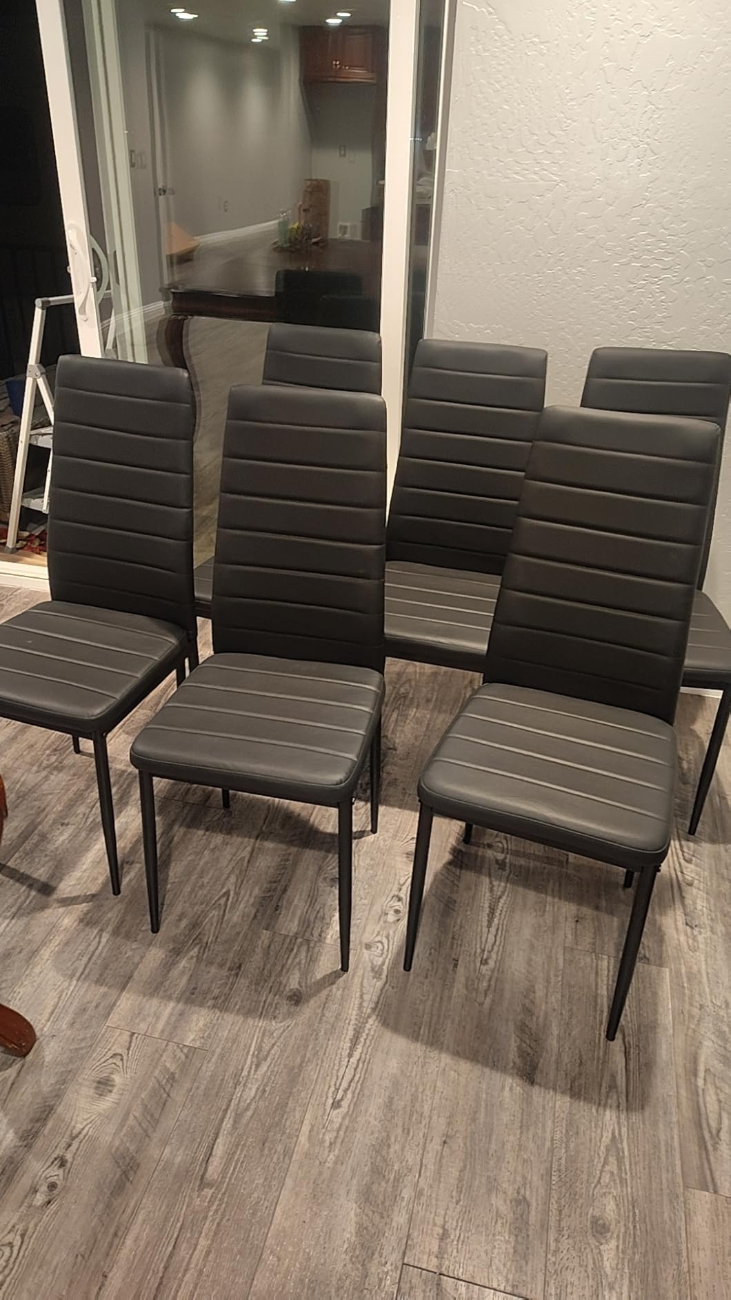 Karl home Dining Chairs Set of 4, PU Leather Black Kitchen Chairs with Padded High Back & Foot Cap Protection for Dining Kitchen Living Room, 300lbs Capacity, Space-Saving customer photo 2