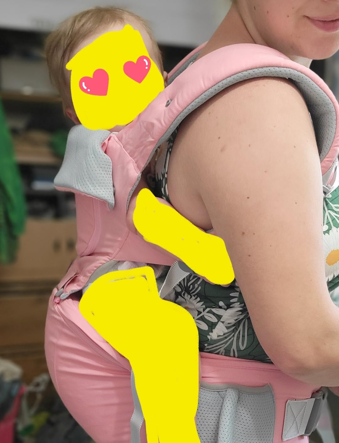 Baby Carrier with Hip Seat, Baby Carrier Newborn to Toddler up to 44lbs, 6-in-1 Ways to Carry, All Seasons, Adjustable Baby Holder Carrier for Breastfeeding(Black) customer photo 1