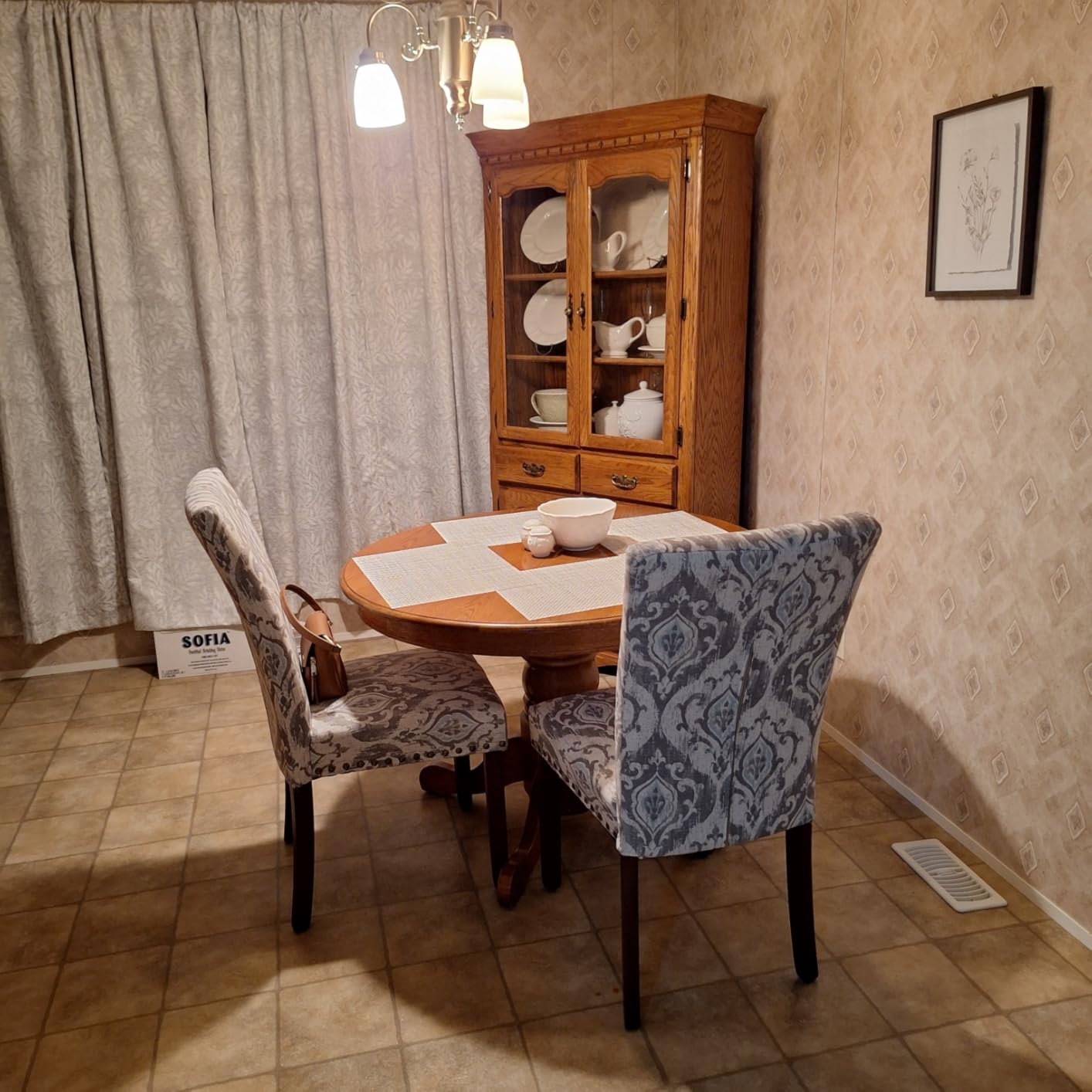 COLAMY Upholstered Fabric Dining Chairs Set of 6, High Back Padded Chairs with Nailed Trim & Solid Wood Legs, Classic Parsons Chairs Side Chair for Home/Kitchen/Living Room, Beige customer photo 1