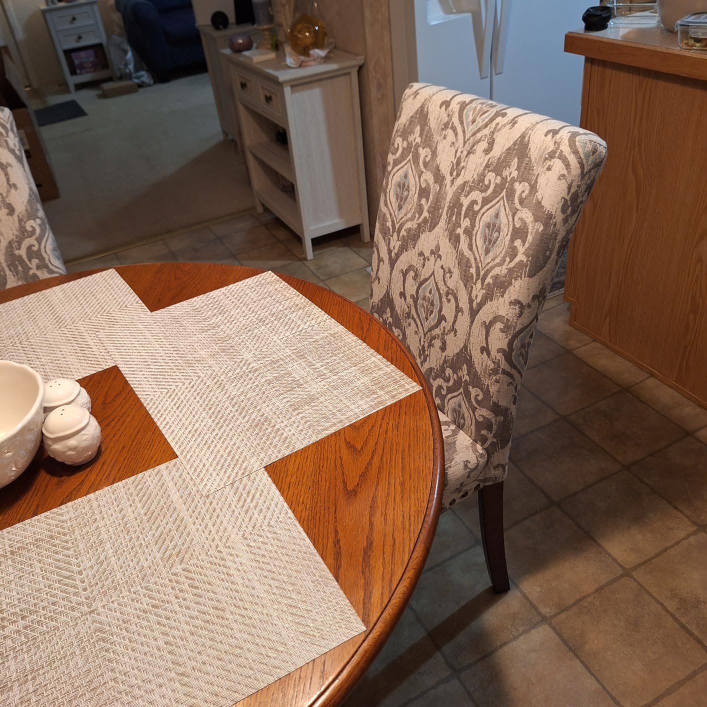 COLAMY Upholstered Fabric Dining Chairs Set of 6, High Back Padded Chairs with Nailed Trim & Solid Wood Legs, Classic Parsons Chairs Side Chair for Home/Kitchen/Living Room, Beige customer photo 2