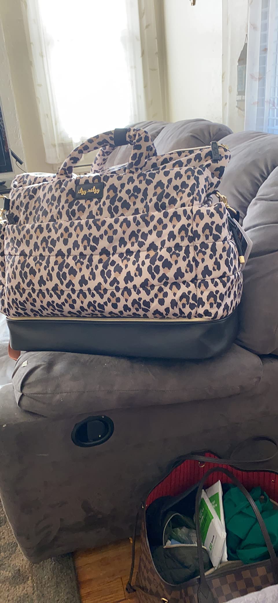 Itzy Ritzy Dream Weekender Travel Bag - Lightweight Overnight & Hospital Bag Features Base Compartment, 12 Pockets including 2 Insulated Bottle Pockets & Luggage Attachment (Coffee & Cream) customer photo 2