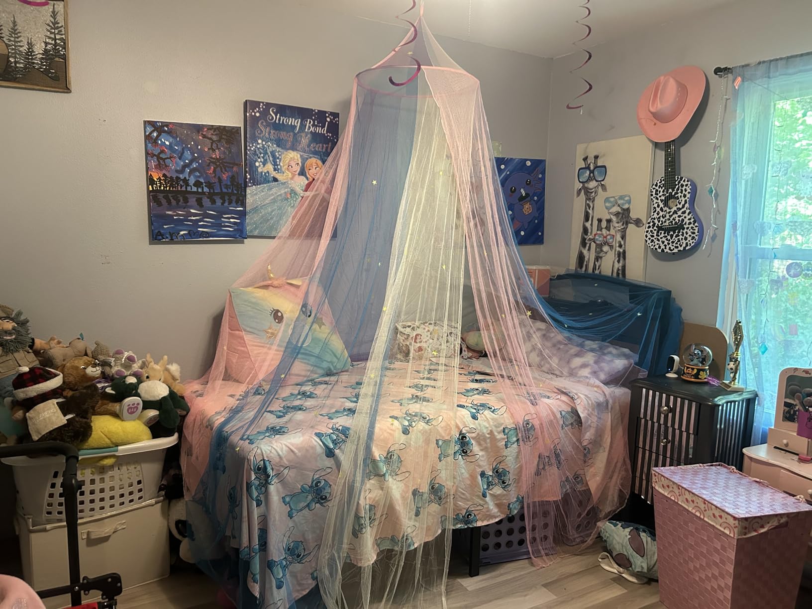 Bollepo Bed Canopy for Girls with Glowing Stars - Canopy Bed Curtains | Fits Single, Twin, Full, Queen Size Kids - Princess Bed Canopy | Rainbow Bedroom Accessories, Netting Room Decor, Ceiling Tent customer photo 1