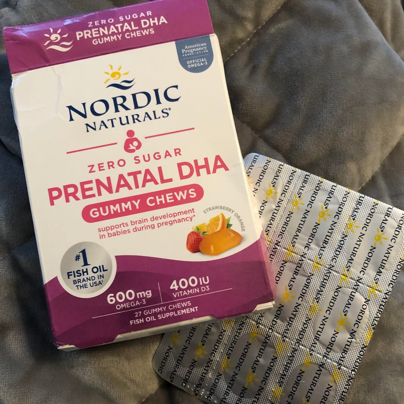 Nordic Naturals Zero Sugar DHA Prenatal Vitamin Gummies, Strawberry Orange Flavor - 27 Gummies - Supplements for Pregnancy - 600 mg Omega-3 Fish Oil and 400 IU Vitamin D3-27 Servings customer photo 1
