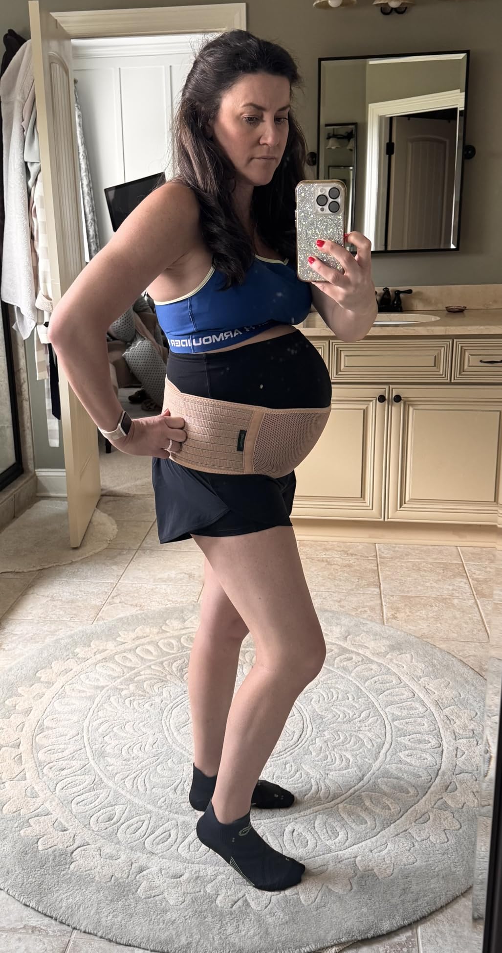 Maternity Belly Band for Pregnant Women | Pregnancy Belly Support Band for Abdomen, Pelvic, Waist, & Back Pain | Adjustable Maternity Belt | For All Stages of Pregnancy & Postpartum (Black) customer photo 1