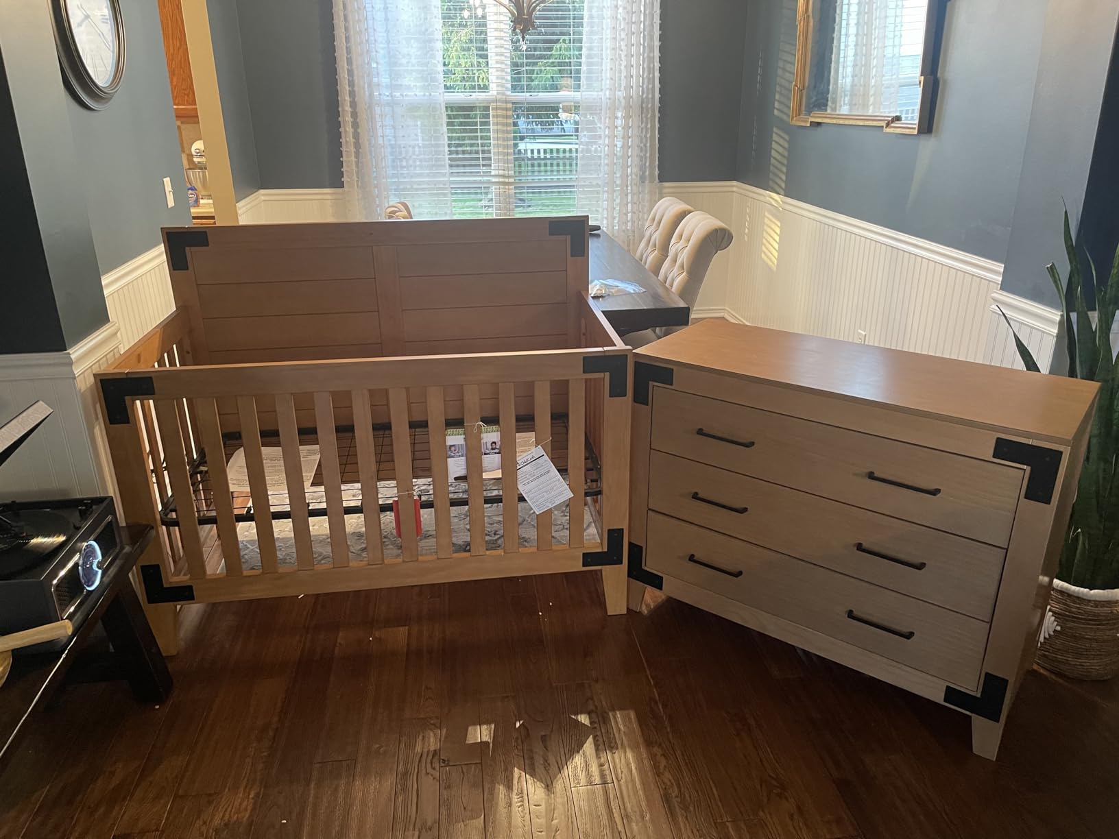 Child Craft Lucas Design 4-in-1 Convertible Baby Crib Nursery Furniture Set, Baby Bed and 3 Drawer Dresser, for Babies, Toddlers and Kids Bedroom (2 Piece - Nutmeg) customer photo 1