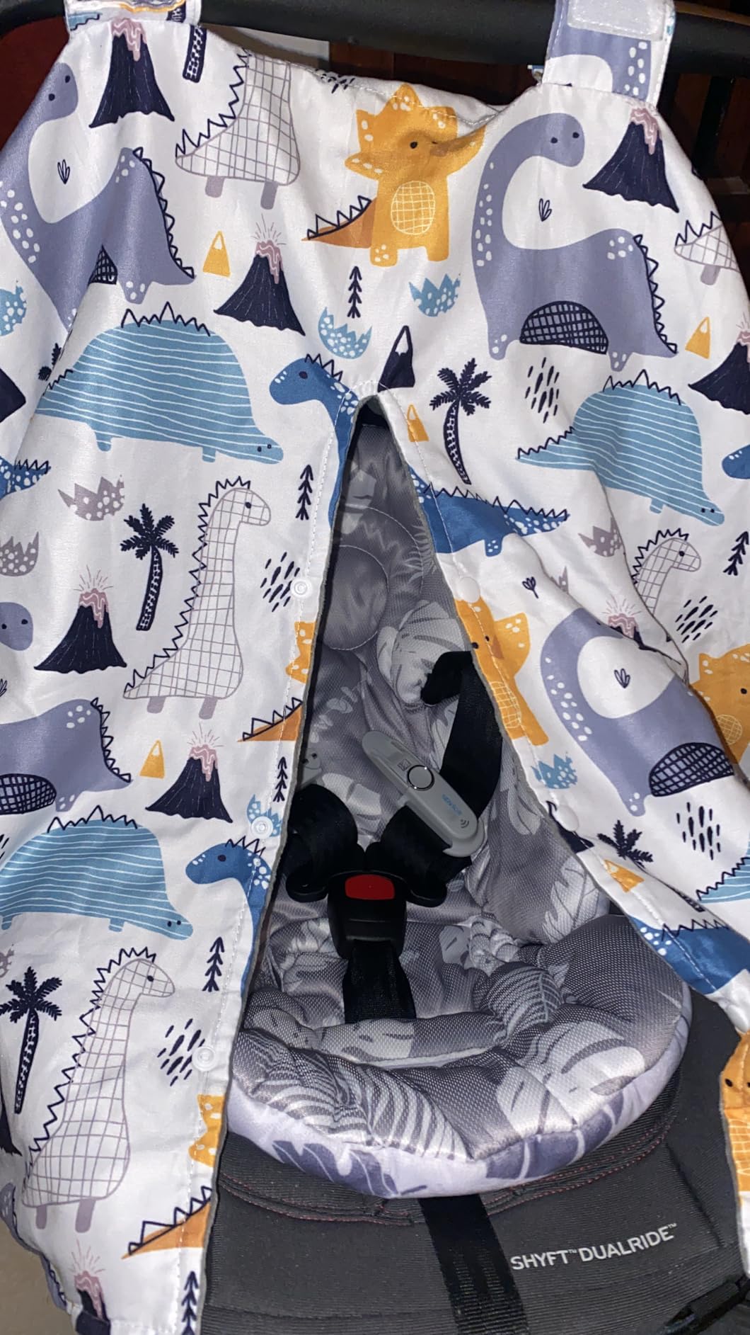 Rquite Car Seat Cover Baby, Carseat Covers Baby Boy, Minky Infant Car Seat Cover Winter, Peekaboo Opening Car Seat Canopy, Multi-use Baby Carrier, Stroller, Nursing Cover, Minky Blanket, Dinosaur customer photo 2