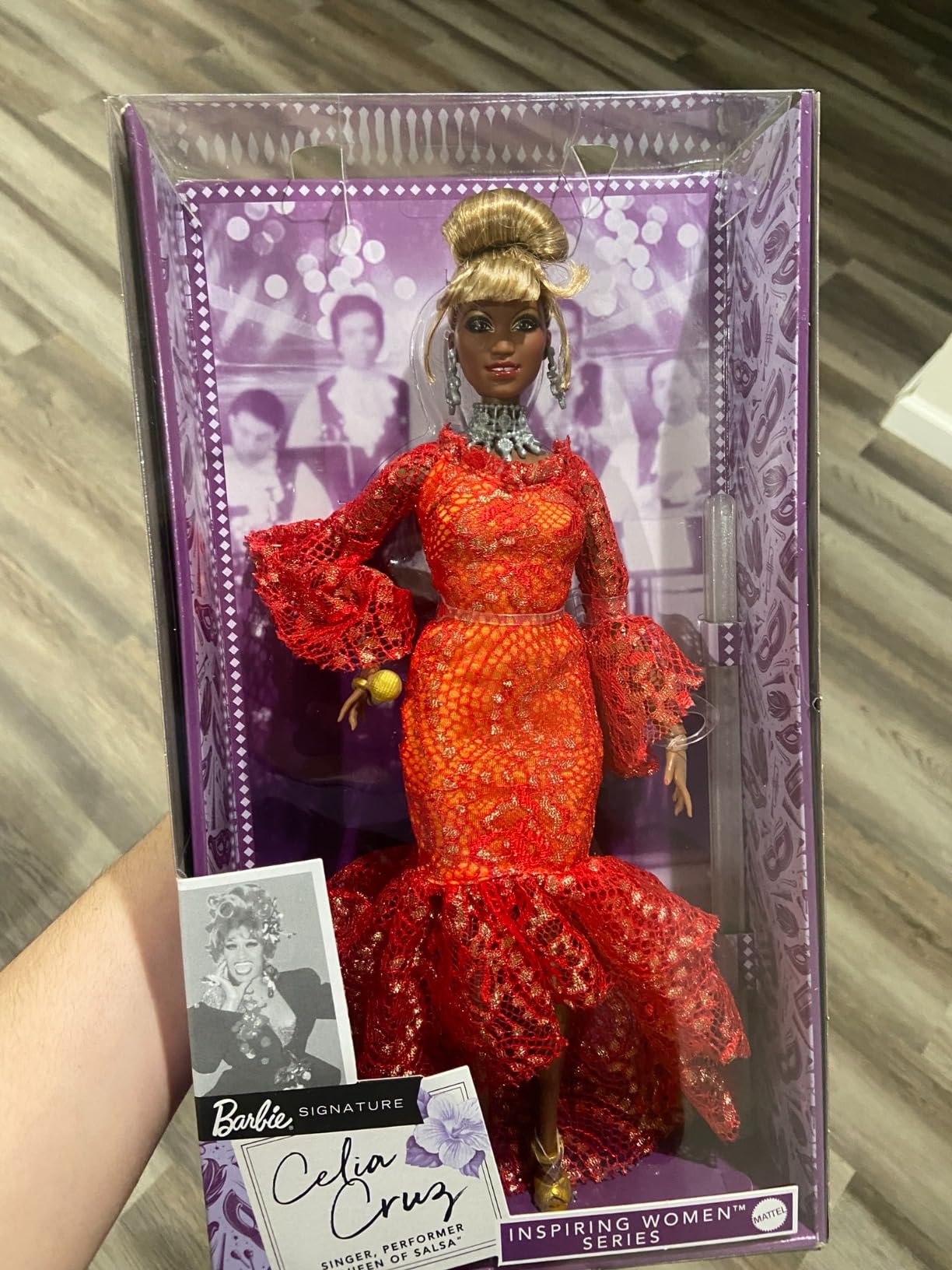 Barbie Inspiring Women Doll, Celia Cruz Queen of Salsa in Red Lace Dress with Golden Microphone, Collectible with Doll Stand & Certificate of Authenticity customer photo 2