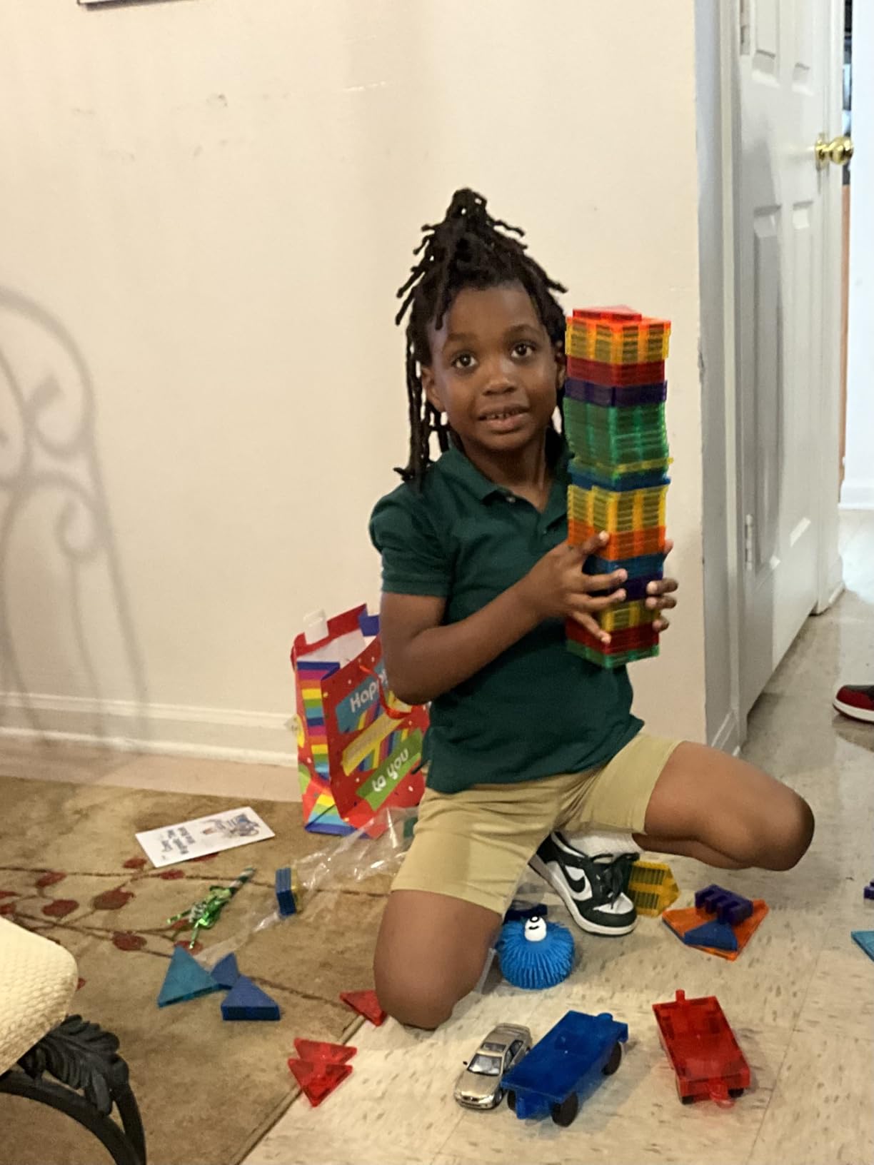 cossy 120Pcs Magnetic Tiles Magnetic 3D Building Blocks Set Educational Construction Toys for 3 4 5 6 7 8 Year Old Boy and Girl with Stronger Magnets customer photo 2