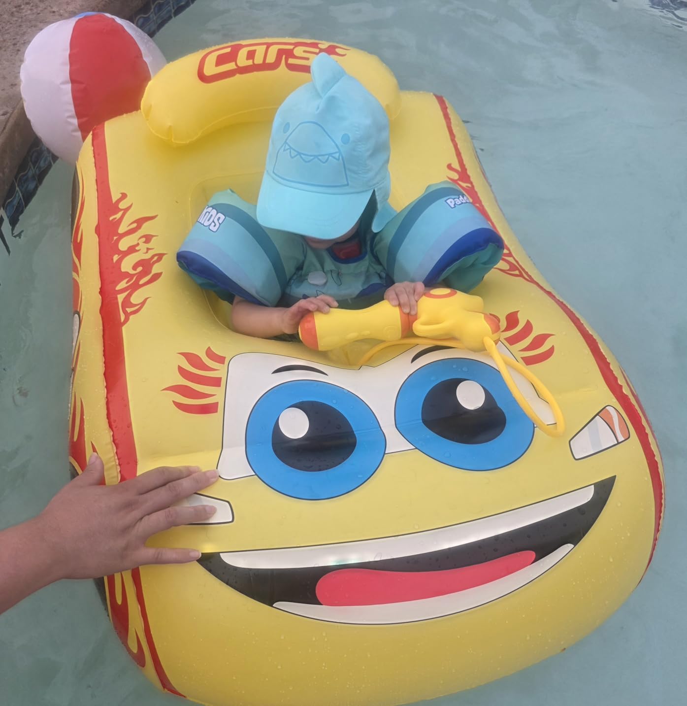 HopeRock Kids Pool Float with Water Gun - Inflatable Ride-on Swimming Toy for Boys Aged 3-8, Summer Fun (Red) customer photo 2
