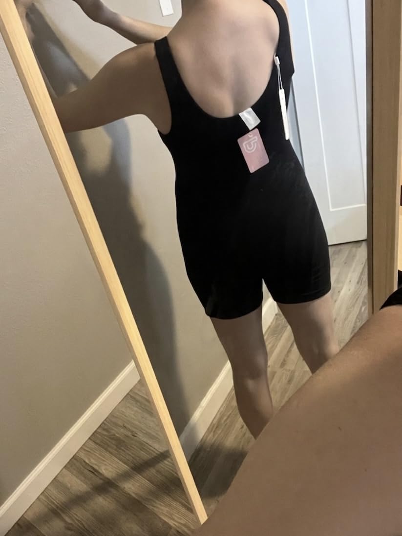 POSHDIVAH Women's Maternity Bodysuit Pregnancy Shapewear Double Lined Sleeveless Tank Top Shorts Romper Jumpsuit customer photo 2