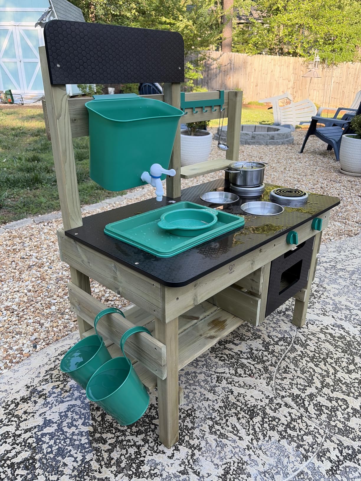 Hape Outdoor Kitchen | Mud Kitchen Wooden Toy Playset with Accessories, for Children Ages 3+ Years customer photo 2