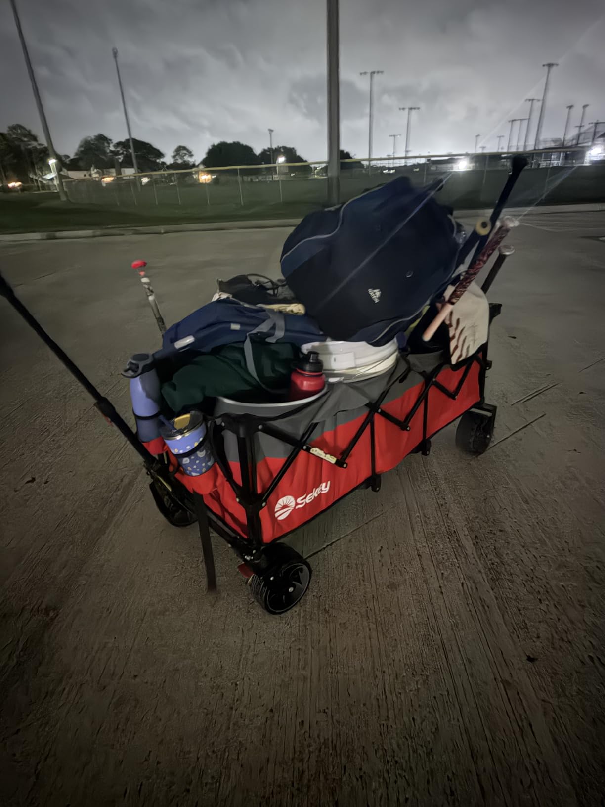 Sekey 48''L Collapsible Foldable Extended Wagon with 440lbs Weight Capacity, Heavy Duty 300L Folding Utility Garden Cart with Big All-Terrain Beach Wheels & Drink Holders customer photo 1