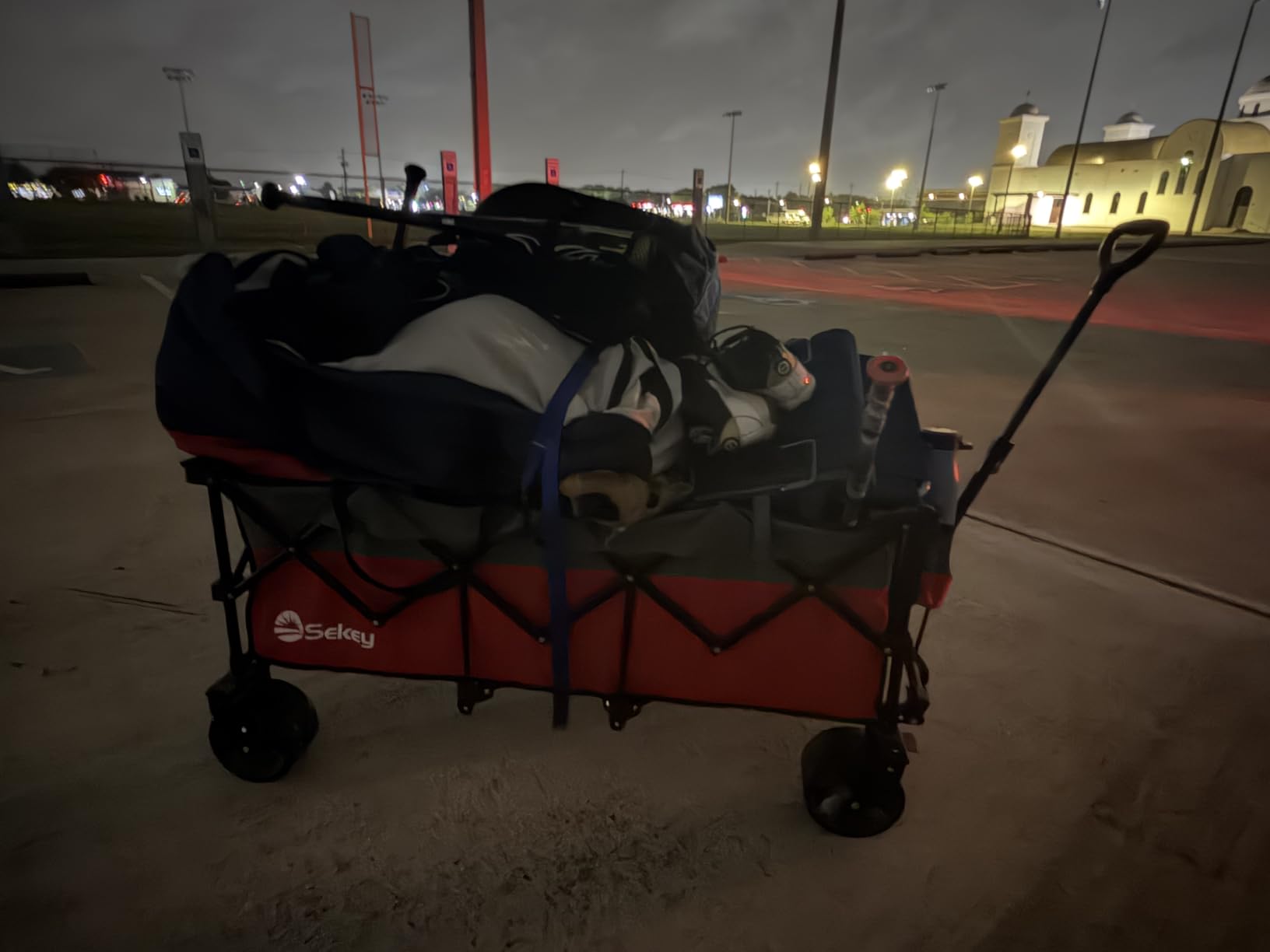 Sekey 48''L Collapsible Foldable Extended Wagon with 440lbs Weight Capacity, Heavy Duty 300L Folding Utility Garden Cart with Big All-Terrain Beach Wheels & Drink Holders customer photo 2