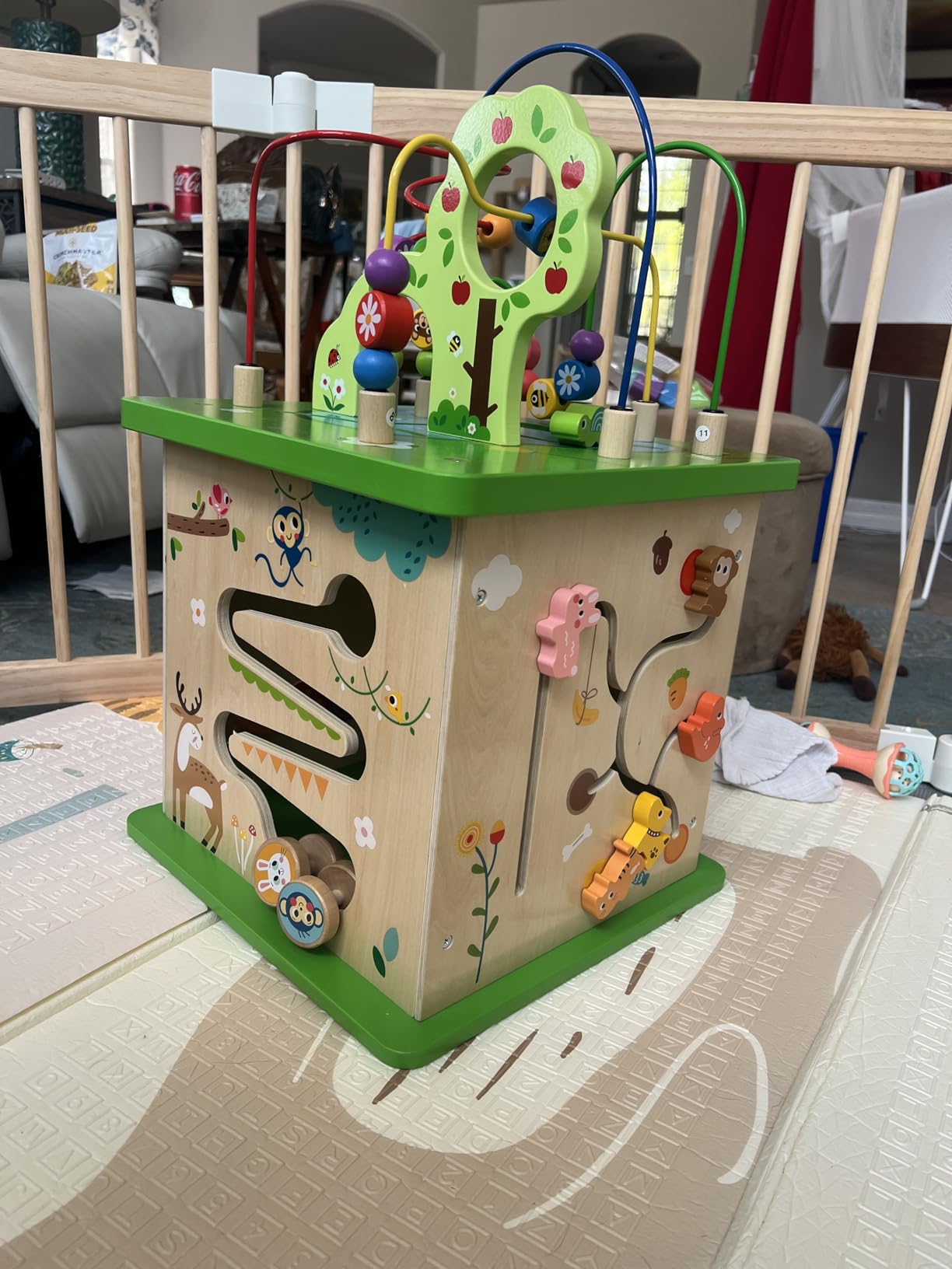 TOOKYLAND 5 in 1 Activity Center, Wooden Large Activity Play Cube 23