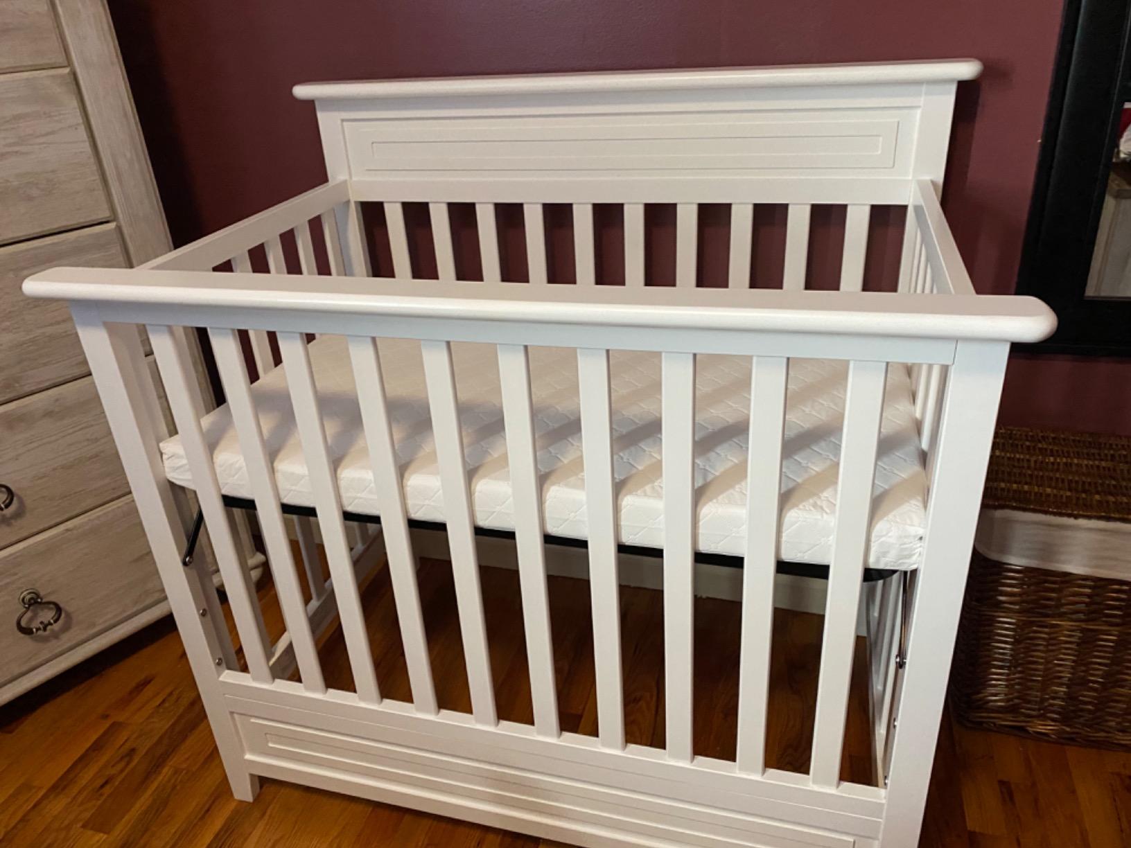 STORKCRAFT Petal 4-in-1 Convertible Mini Crib - GREENGUARD Gold Certified, Converts to Daybed and Twin-Size Bed, Bonus 2.75-inch Mini Crib Mattress Included (Pebble Gray) customer photo 2