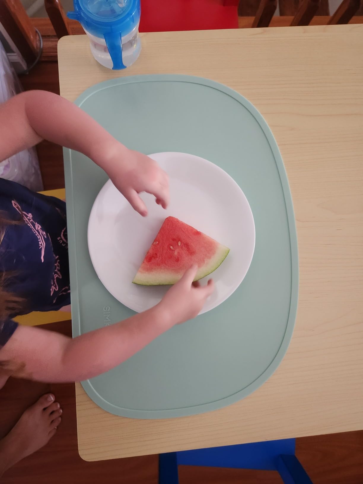 Simka Rose Silicone Baby Placemats that Stick to Table - Silicone Placemats for Toddlers Non Slip with Raised Edges - Kids Placemats for Dining Table Restaurants and Travel - Dishwasher Safe (Sage) customer photo 2