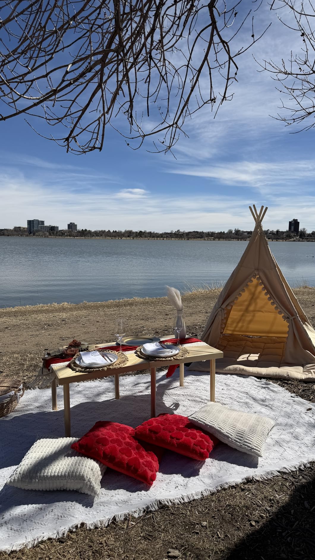 RONGFA Teepee for Kids Tent Indoor with Floor Mat,Carry Bag,Banner,Play Cottage with Star Light, Cotton Canvas Kids Teepee Tent for Girls & Boys, Pompom Ball Design, Foldable Teepee Tent customer photo 1