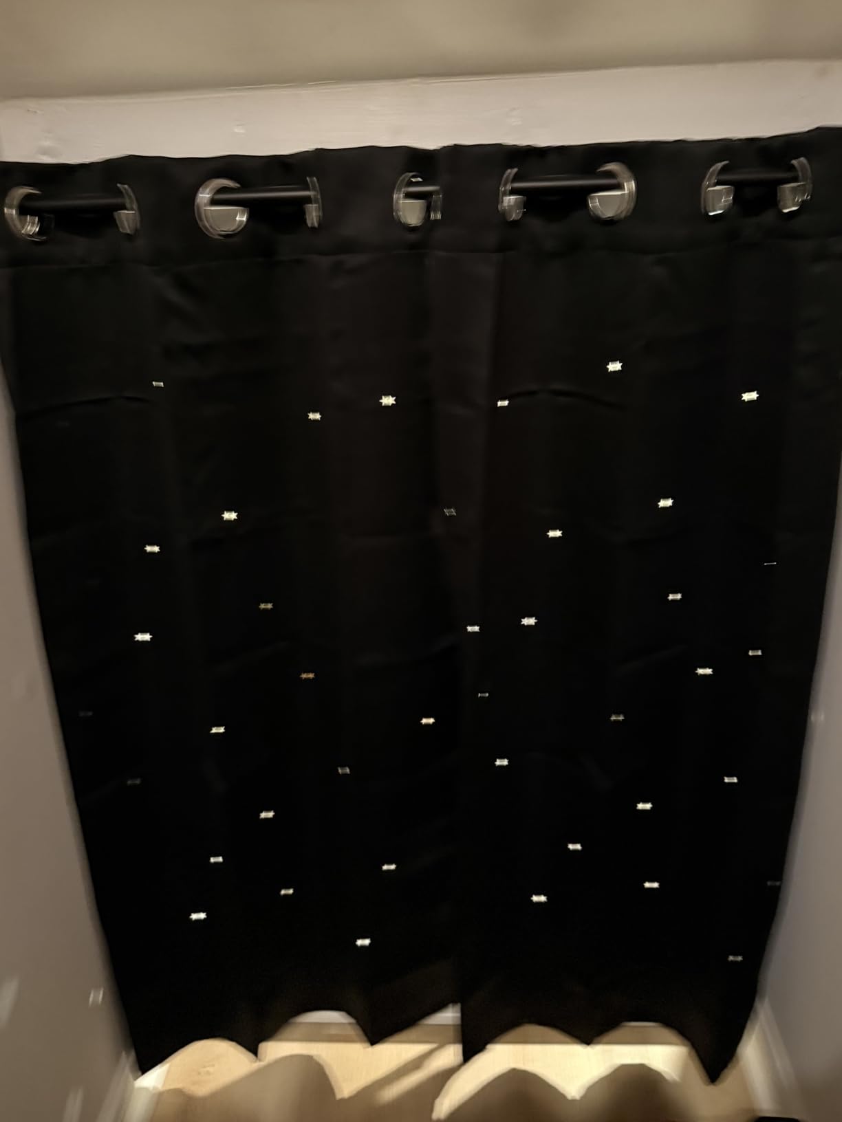 NICETOUNT Kids Curtains Punched Out Stars, Moroccan Blue Star Curtains for Girls' Bedroom, Thick and Soft Room Darkening Shade for Baby Nursery, (W34 x L45 Inches, 2 Panels) customer photo 1