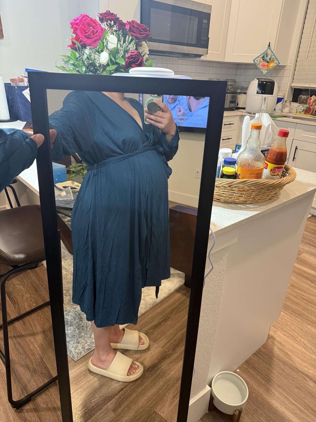 Women Maternity Nursing Gown and Robe Set 3 in 1 Labor Delivery Nursing Nightgown for Breastfeeding Hospital Bathrobe customer photo 1