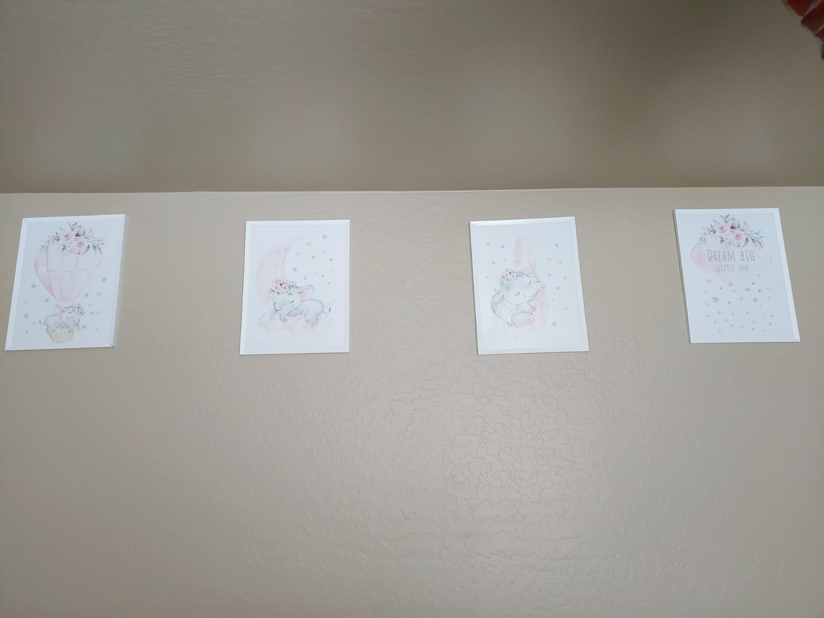 Canssape Pink Elephant Nursery Wall Decor Set of 4 Baby Girl Room Decor Elephant Wall Art Goodnight On A Hot Air Balloon |Dream Big Little One|Baby Room Wall Decor(12