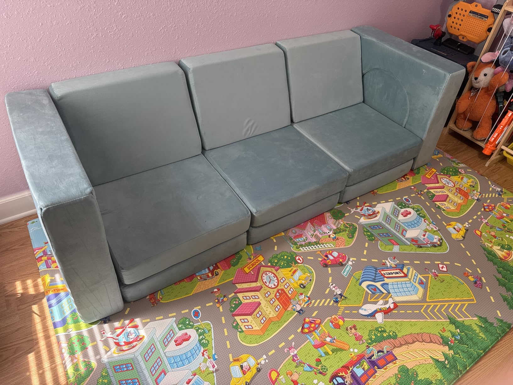 wanan Kids Couch 13PCS, Modular Kids Play Couch for Playroom Bedroom, 13 in 1 Multifunctional Kid Sofa for Playing, Creativing, Sleeping, Indoor Toddler Couches for Boys and Girls (Light Pink) customer photo 1
