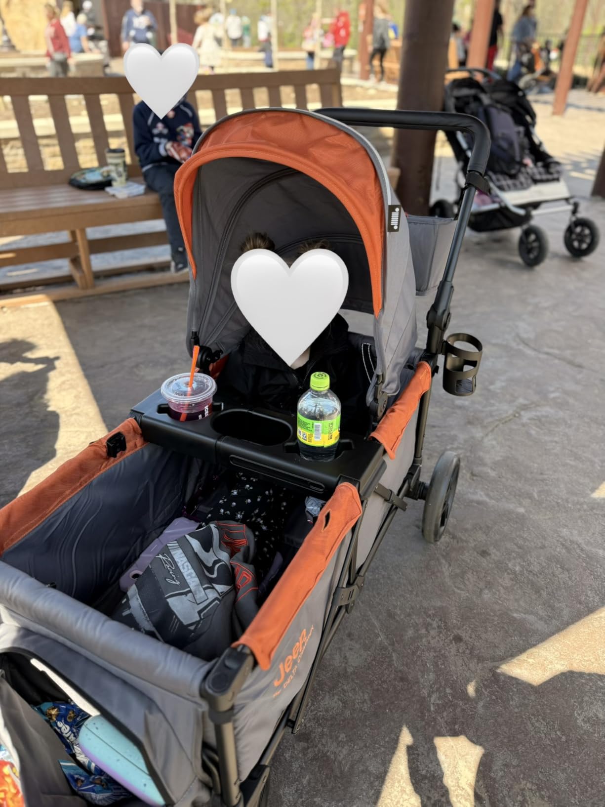 Jeep Sport All-Terrain Stroller Wagon by Delta Children - Includes Canopy, Parent Organizer, Adjustable Handlebar, Snack Tray & Cup Holders, Grey/Bonfire customer photo 1
