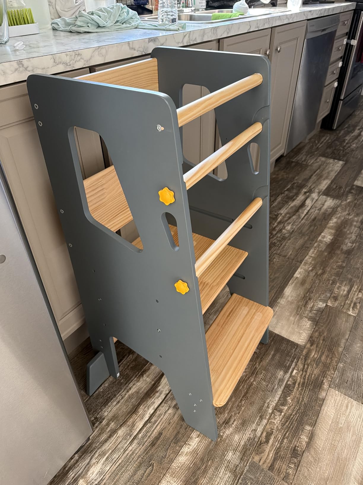 OCODILE Toddler Standing Tower - Adjustable Height Toddler Kitchen Stool Helper - Ideal Kids Kitchen Step Stool for Learning New Skills - Extra Secure with Safety Feet - White customer photo 1