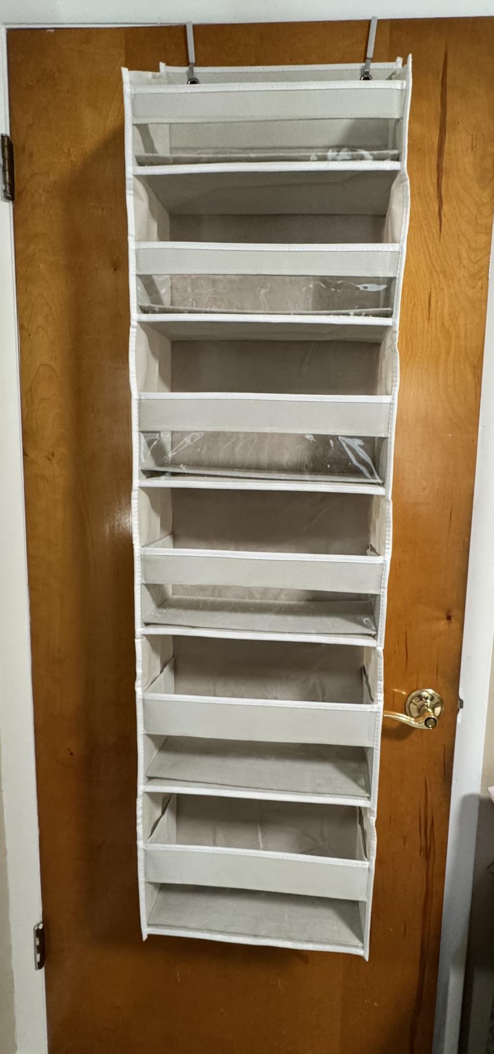 HOMELUX THEORY UPGRADED 6 Tiers Over The Door Organizer Hanging - 100D EXTRA THICK & 50lbs HUGE CAPACITY, 12 Side Mesh Pockets Over The Door Shoe Organizer, Hanging Closet Organizer (Ivory, 1pc) customer photo 1