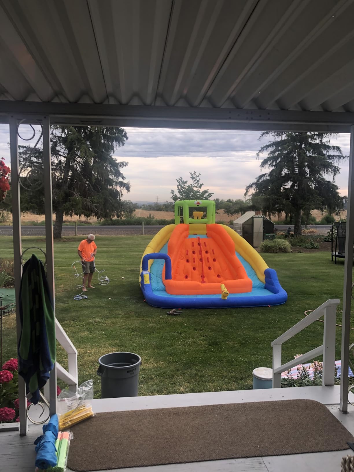 WELLFUNTIME Inflatable Water Slide, Bounce House with Water Bucket, Deep Pool, Climbing Wall with Rope, Bouncy Castle with Air Blower customer photo 1