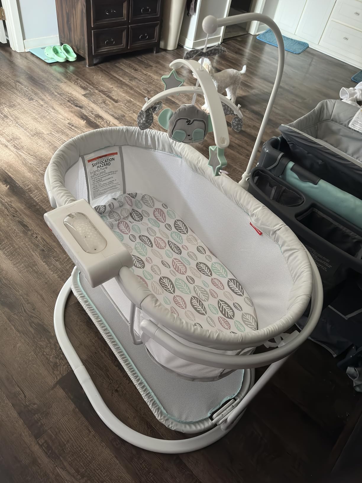 Fisher-Price Baby Bedside Sleeper Soothing Motions Bassinet with Lights Music Vibrations & Toy Mobile for Newborns 0+ Months, Sweet Snugamonkey customer photo 2