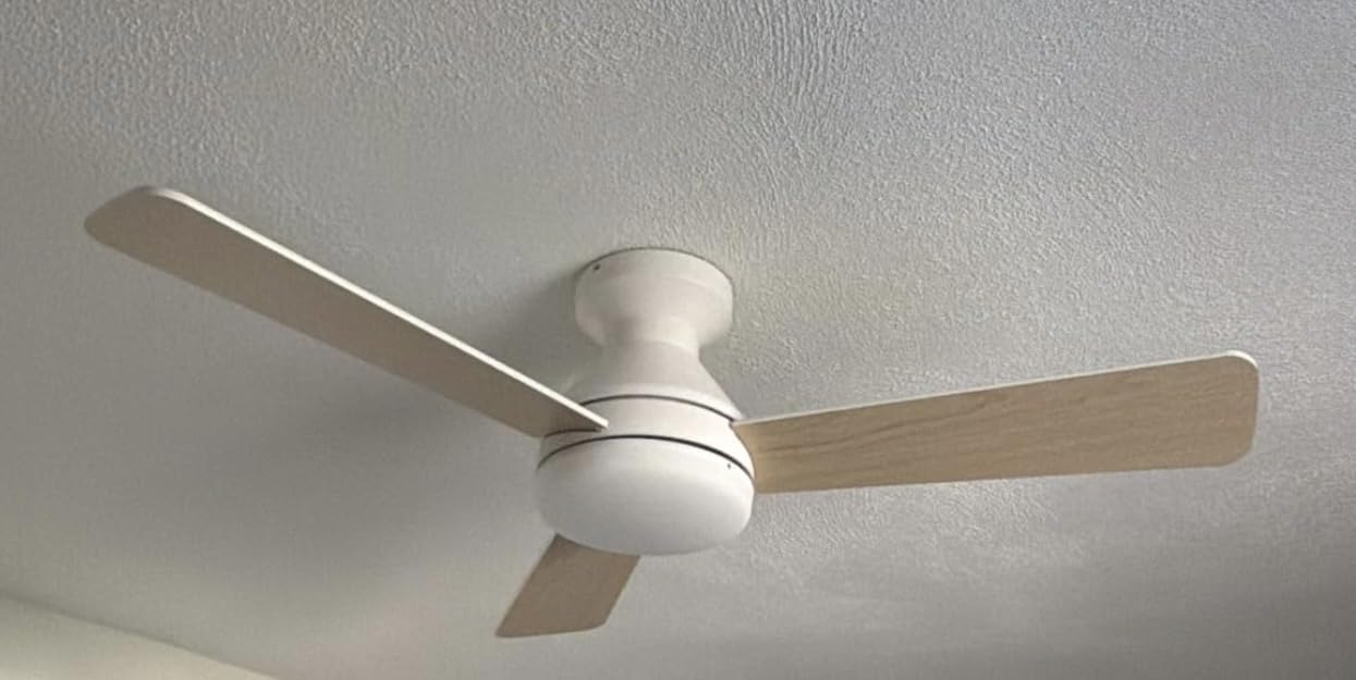 Amico Ceiling Fans with Lights, 42 inch Low Profile Ceiling Fan with Light and Remote Control, Flush Mount, Reversible, 3CCT, Dimmable, Noiseless, White Ceiling Fan for Bedroom, Indoor/Outdoor Use customer photo 1