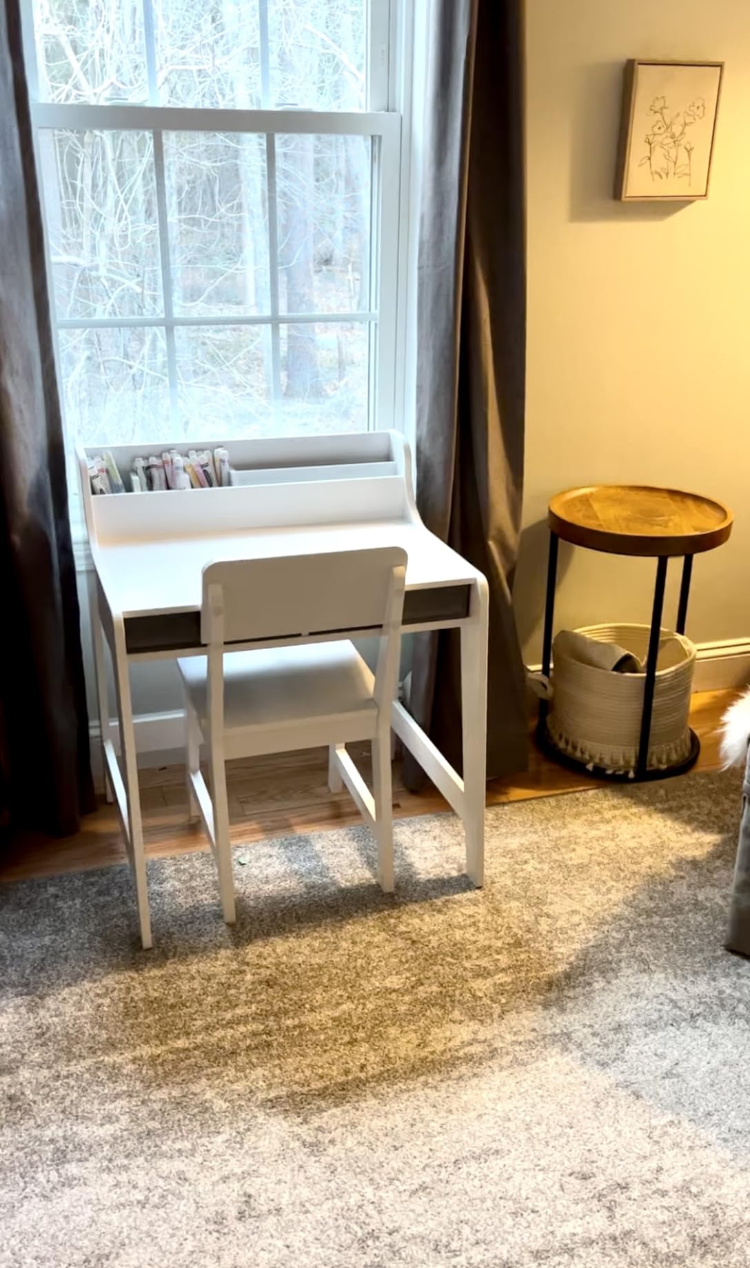 UTEX Kids Desk and Chair Set, Study Desk for Kids with Storage Bins, Wooden Children Study Table, Student Writing Desk for Bedroom & Study Room (2 Fabrics Drawers) customer photo 2