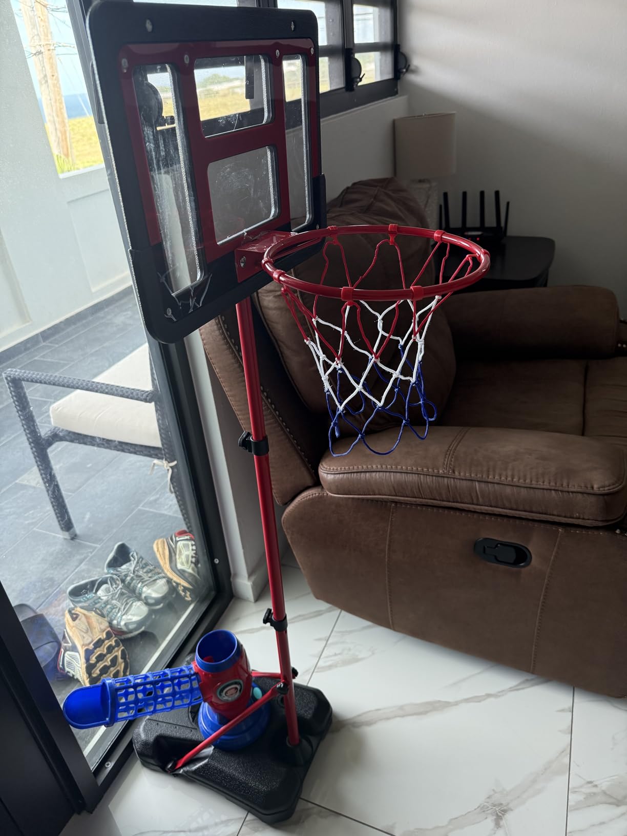 Kids Basketball Hoop with Stand, Adjustable Basketball Set, Toddler Basketball Toys for Boys Age 3-8, Indoor Outdoor Backyard Sport Game Gifts customer photo 1