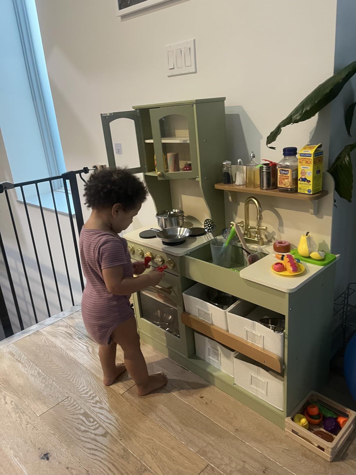 Tiny Land Wooden Play Kitchen for Kids - Enhanced Storage with Cabinets & Bins, Modern Toddler Kitchen Playset with Stove, Sink & Accessories customer photo 1