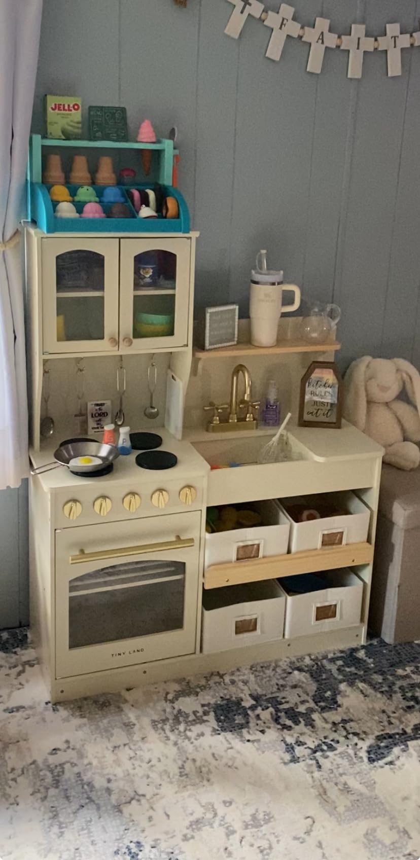 Tiny Land Wooden Play Kitchen for Kids - Enhanced Storage with Cabinets & Bins, Modern Toddler Kitchen Playset with Stove, Sink & Accessories customer photo 2