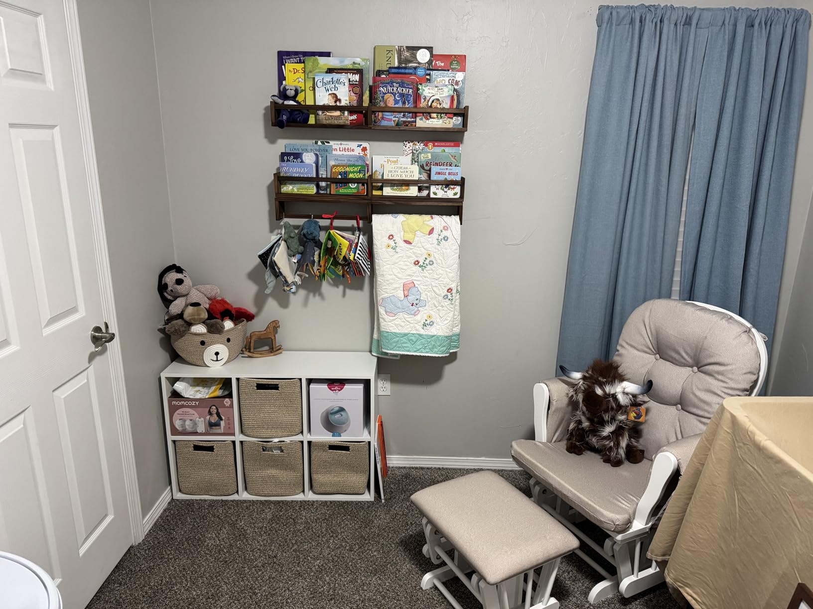 Fixwal Floating Bookshelves for Wall, 16.5 Inch Wood Nursery Book Shelves Set of 3, Baby Kids Decor, Solid Wood Wall Mounted Shelves for Books, Toys and Decor Storage (White) customer photo 2